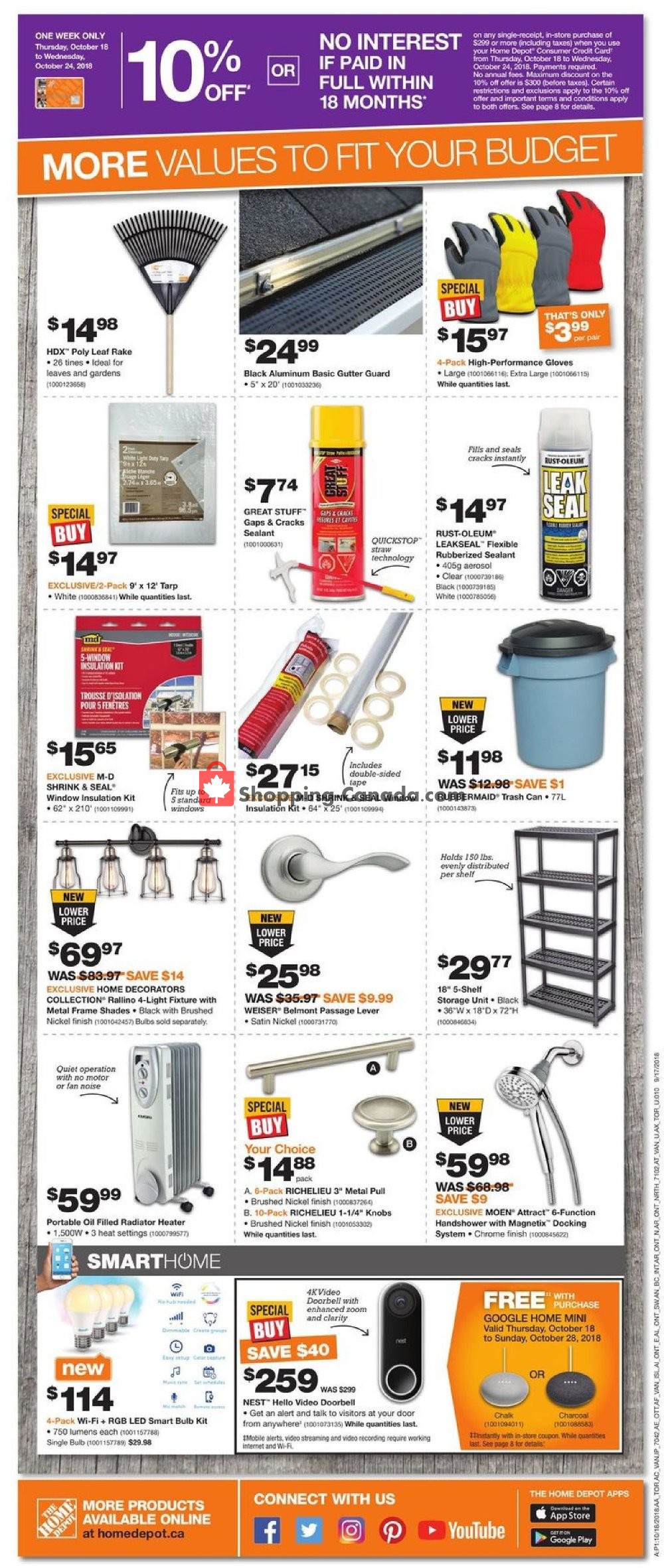 Home Depot flyer from Thursday October 18, 2018 to Wednesday October 24, 2018 - page 2