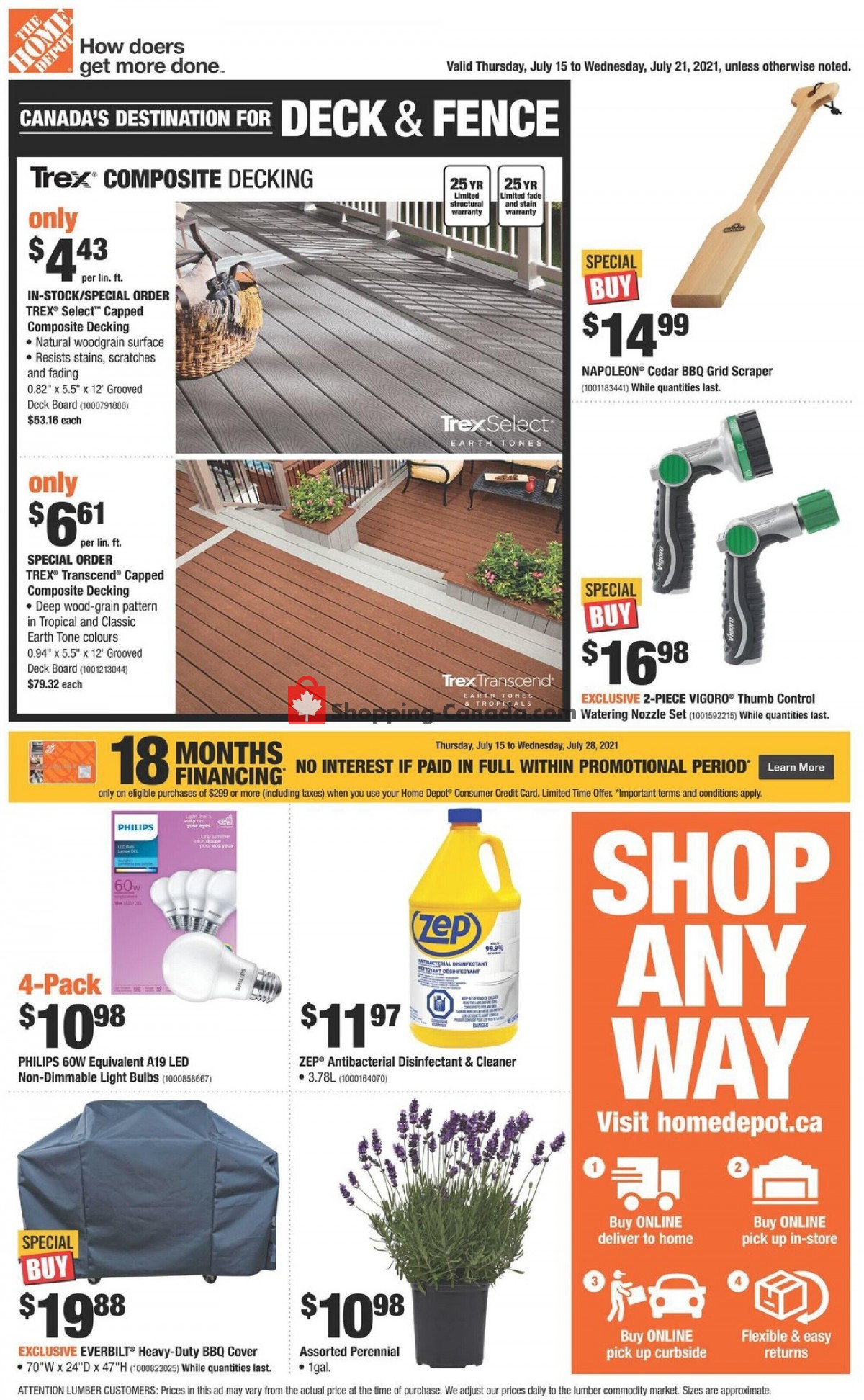 Home Depot flyer from Thursday July 15, 2021 to Wednesday July 21, 2021 - page 1