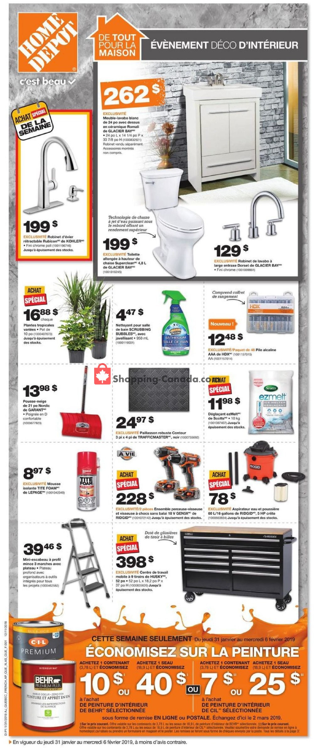 Home Depot flyer from Thursday January 31, 2019 to Wednesday February 6, 2019 - page 1