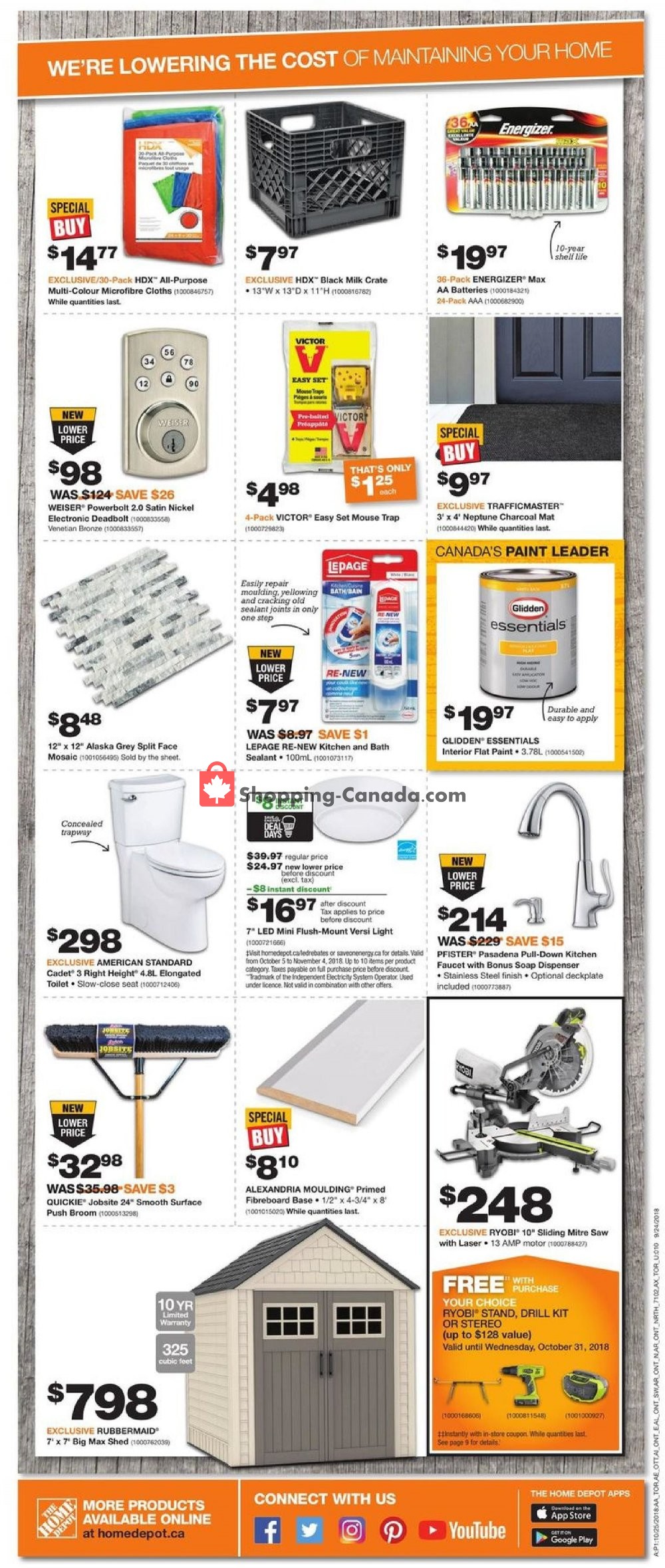 Home Depot flyer from Thursday October 25, 2018 to Wednesday October 31, 2018 - page 2