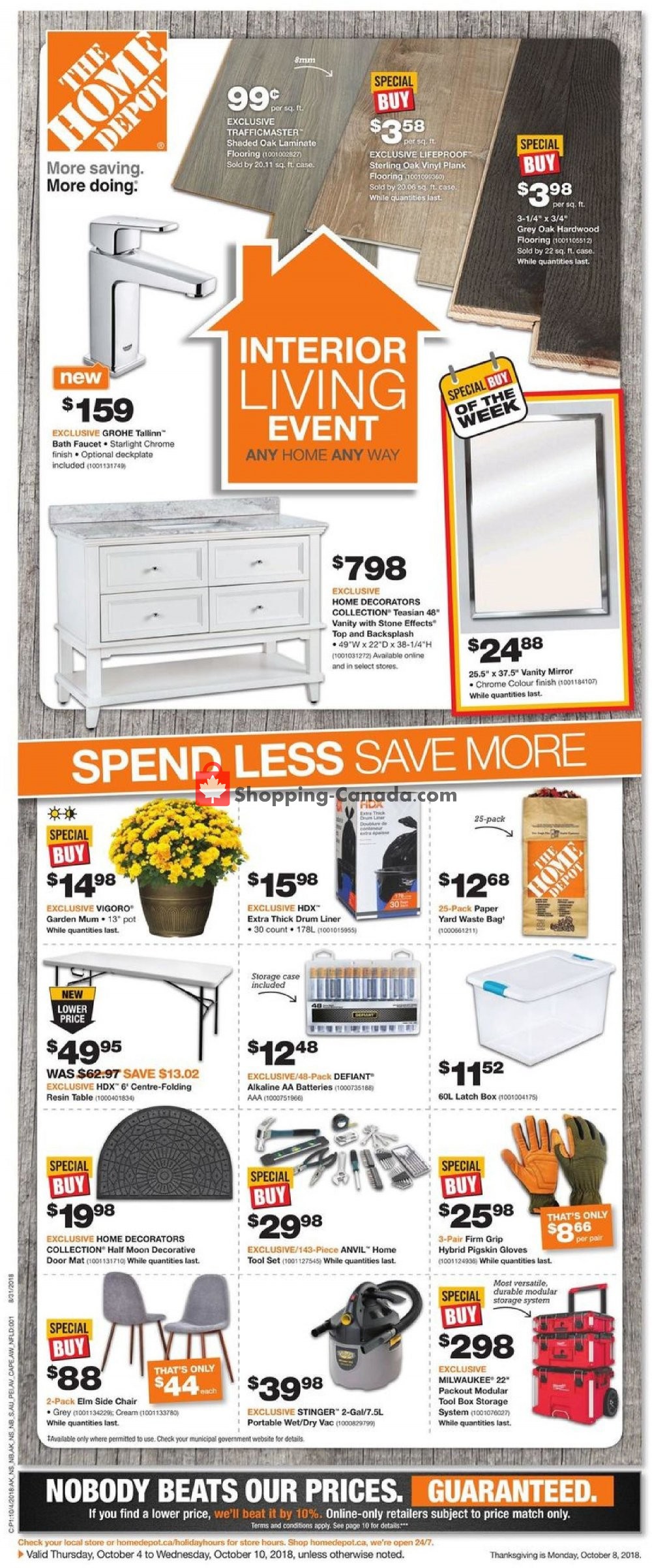 Home Depot flyer from Thursday October 4, 2018 to Wednesday October 10, 2018 - page 1
