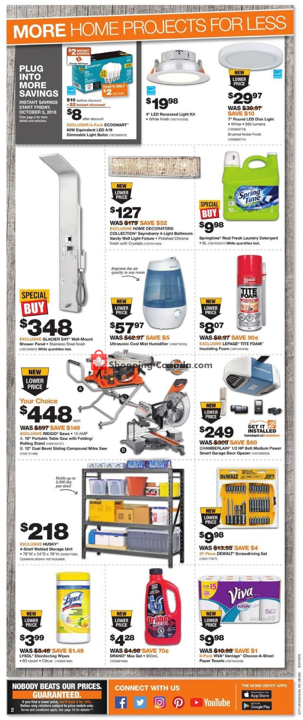 Home Depot flyer from Thursday October 4, 2018 to Wednesday October 10, 2018 - page 2