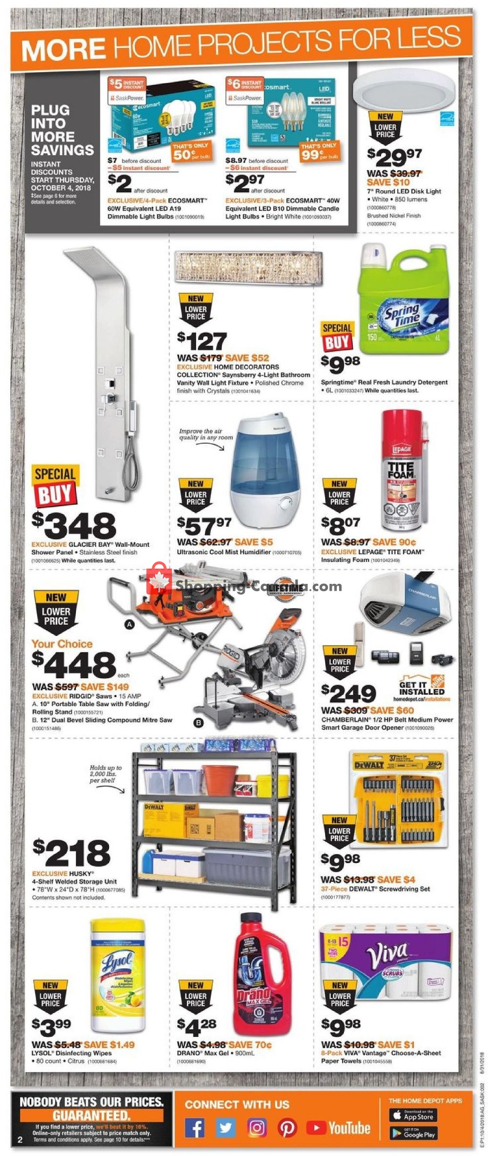 Home Depot flyer from Thursday October 4, 2018 to Wednesday October 10, 2018 - page 2