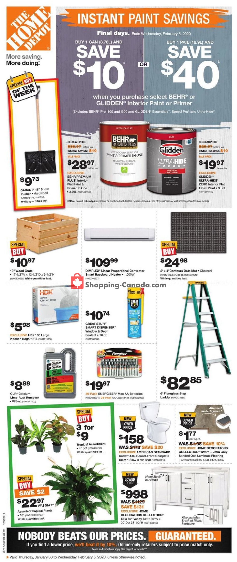 Home Depot flyer from Thursday January 30, 2020 to Wednesday February 5, 2020 - page 1