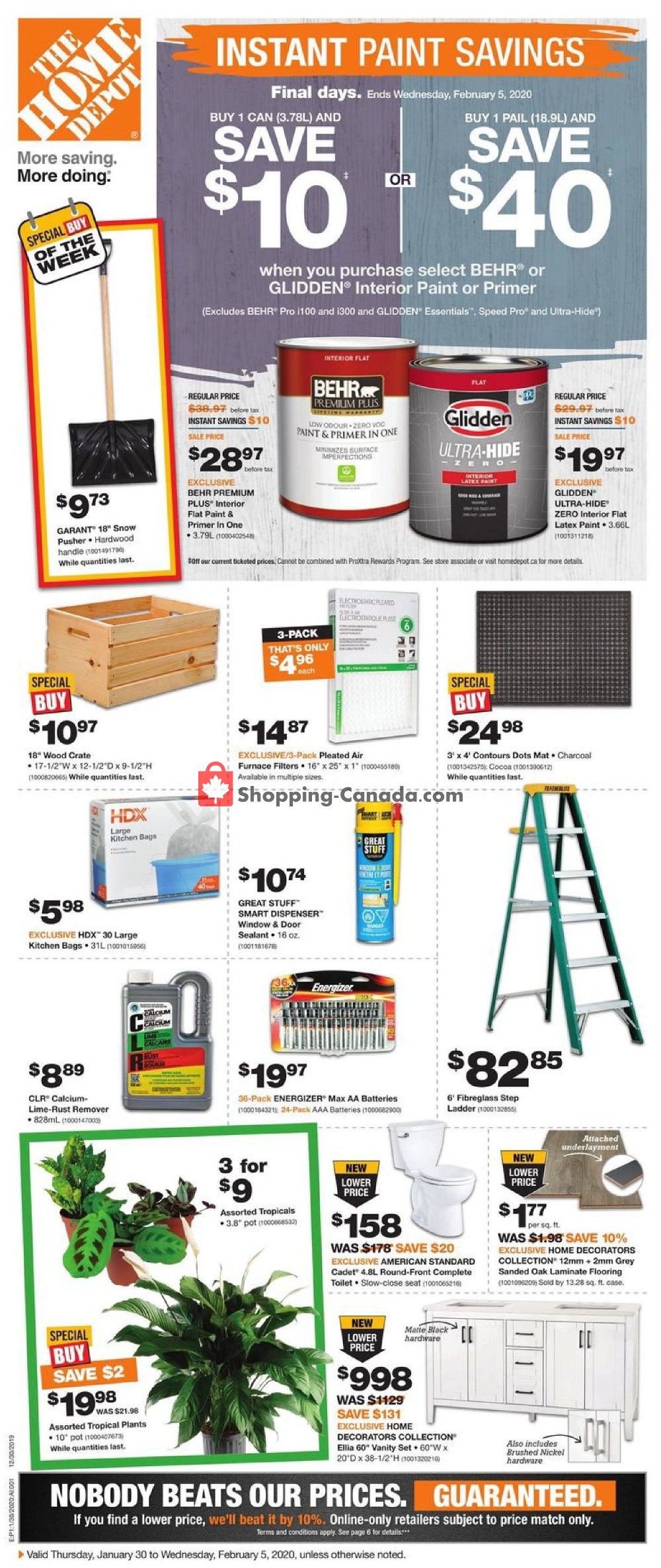 Home Depot flyer from Thursday January 30, 2020 to Wednesday February 5, 2020 - page 1
