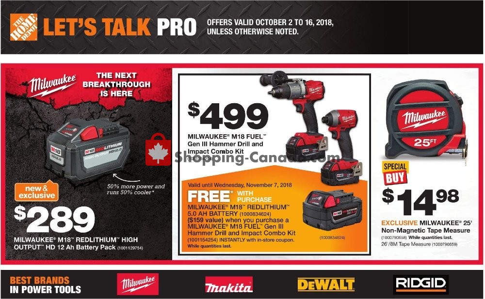 Home Depot flyer from Tuesday October 2, 2018 to Tuesday October 16, 2018 - page 1