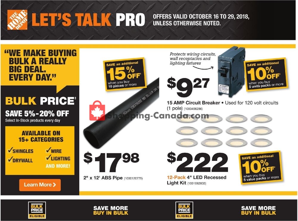 Home Depot flyer from Tuesday October 16, 2018 to Monday October 29, 2018 - page 1