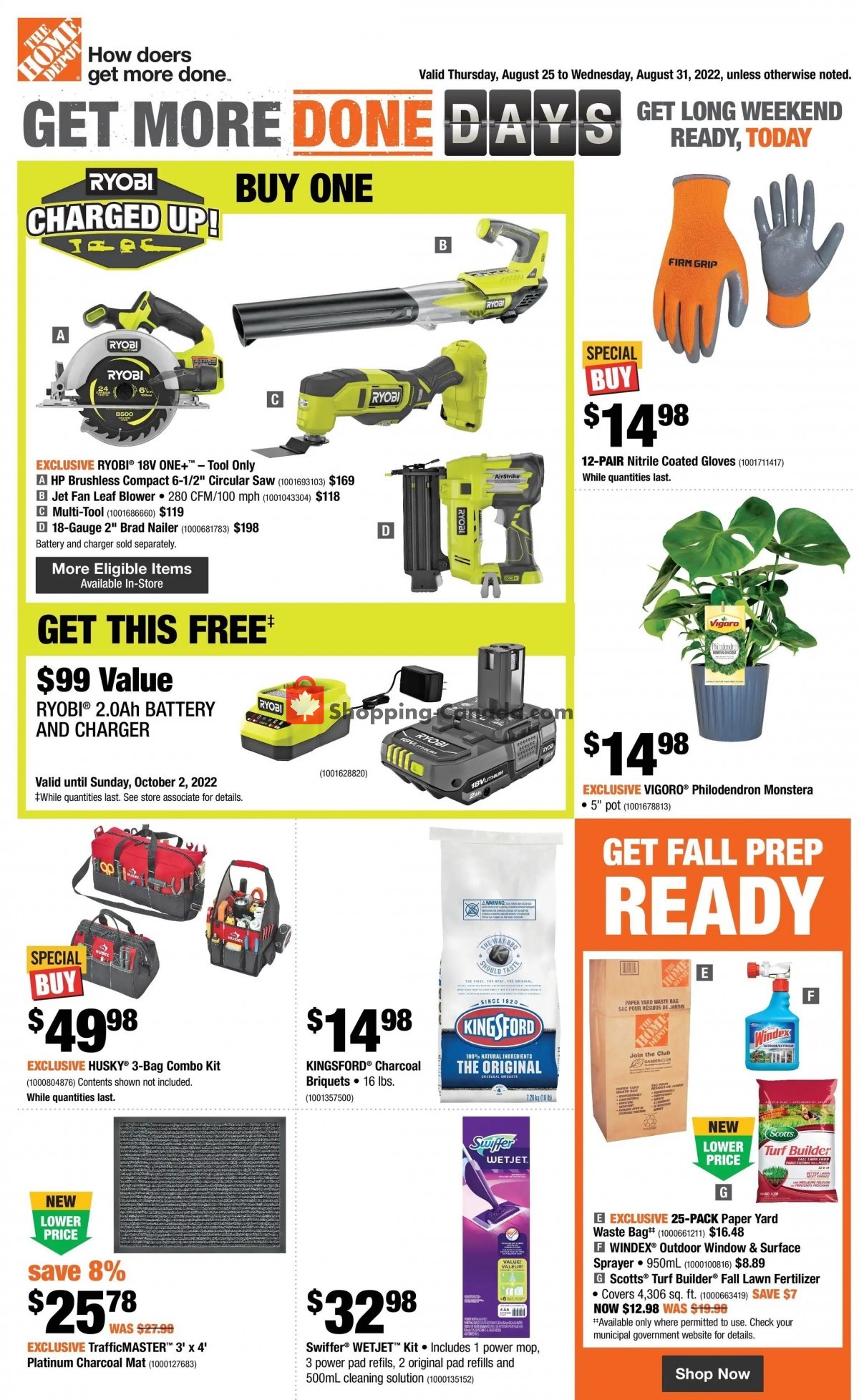 Home Depot Canada, flyer (Long Weekend Sale ON) August 25 August