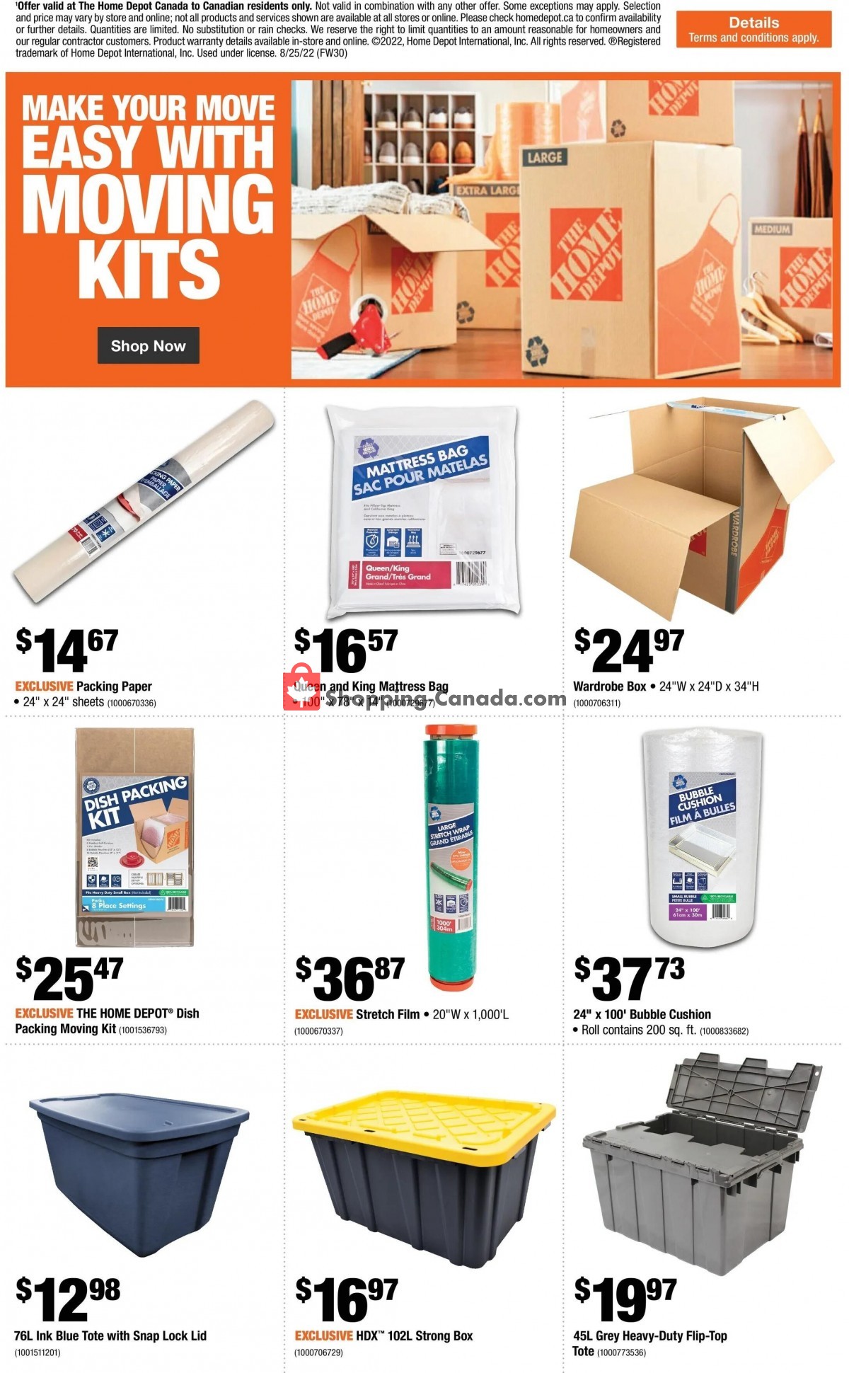 Home Depot Canada, flyer (Long Weekend Sale ON) August 25 August