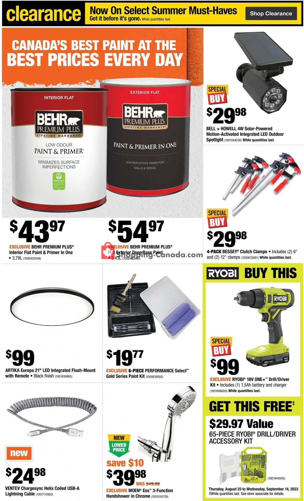 Home Depot Canada, flyer (Long Weekend Sale ON) August 25 August