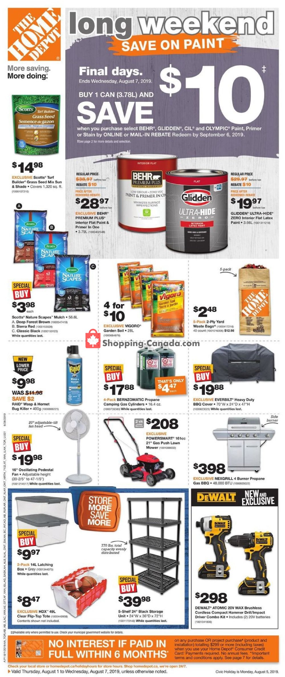 Home Depot flyer from Thursday August 1, 2019 to Wednesday August 7, 2019 - page 1