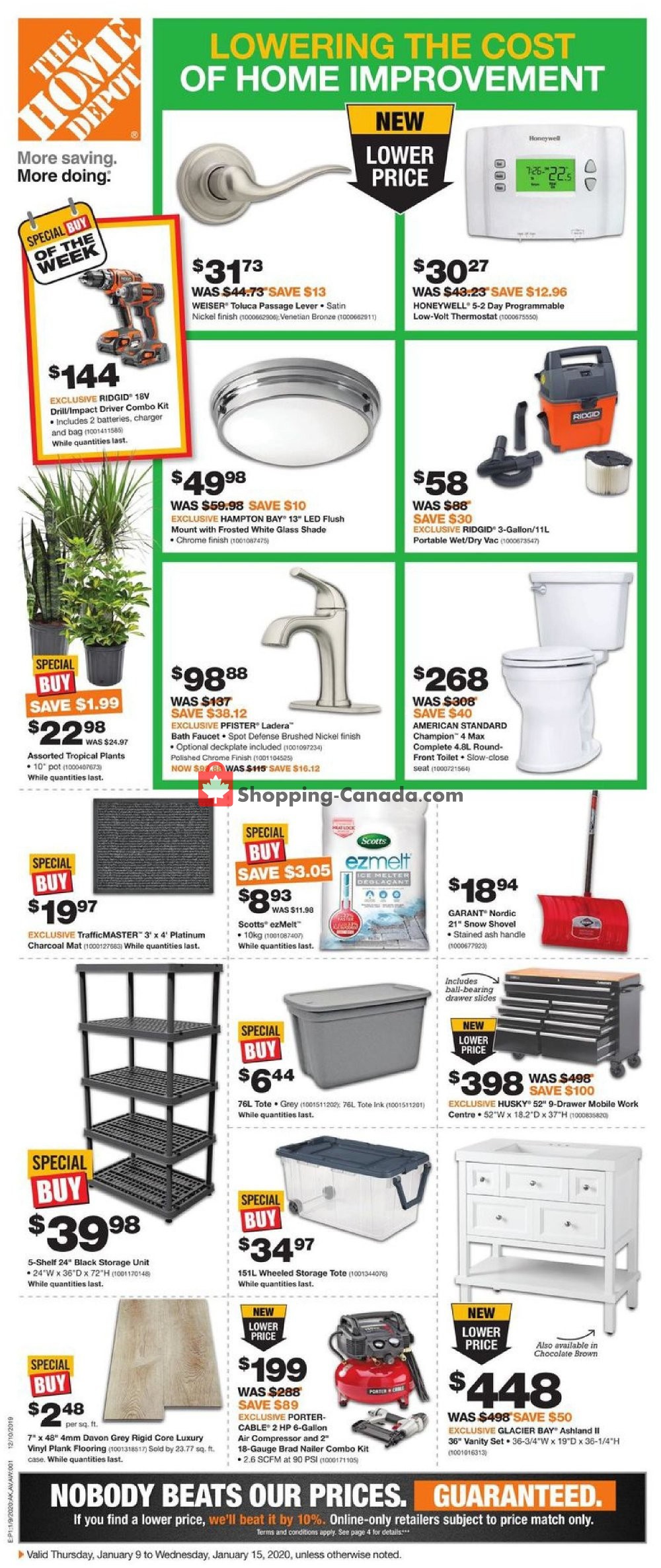 Home Depot flyer from Thursday January 9, 2020 to Wednesday January 15, 2020 - page 1