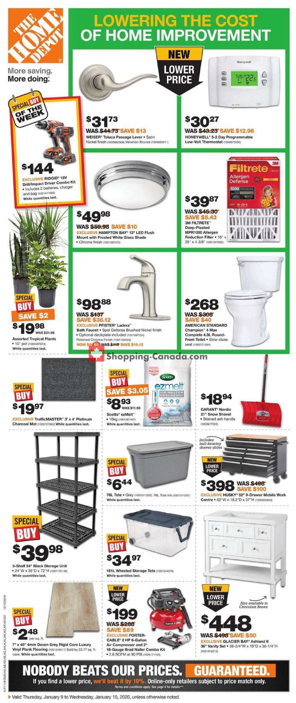 Home Depot flyer from Thursday January 9, 2020 to Wednesday January 15, 2020 - page 1