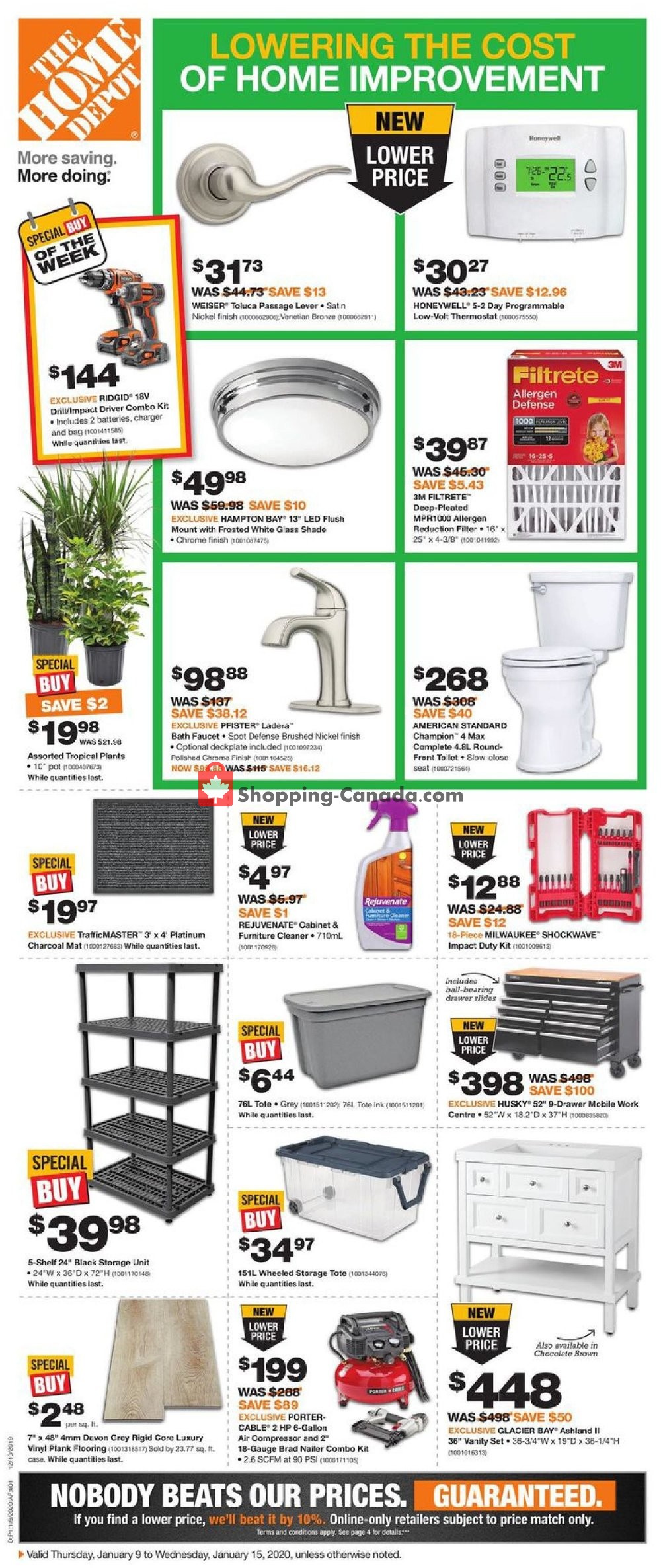 Home Depot flyer from Thursday January 9, 2020 to Wednesday January 15, 2020 - page 1