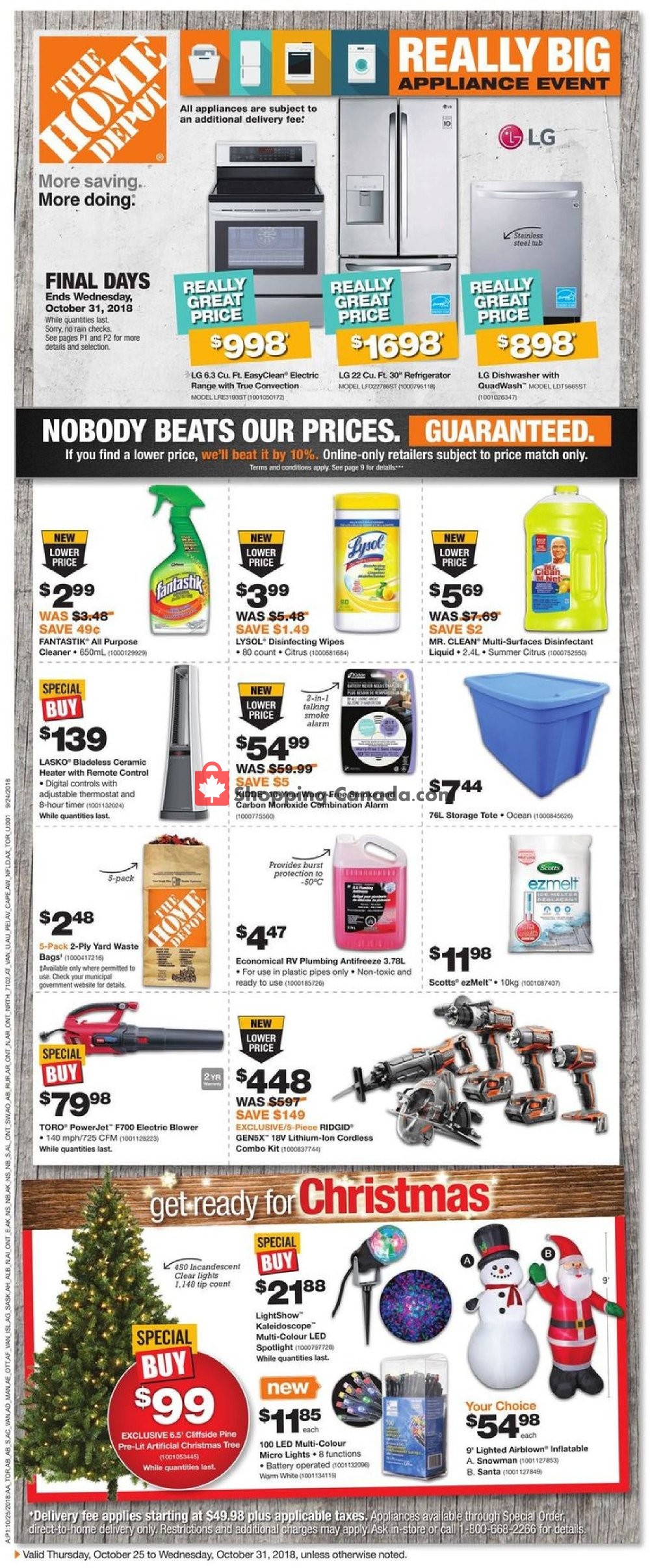 Home Depot flyer from Thursday October 25, 2018 to Wednesday October 31, 2018 - page 1