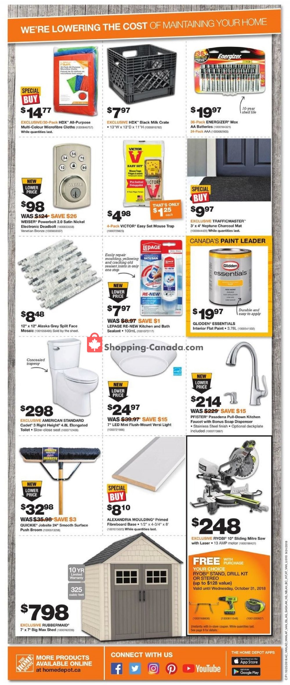 Home Depot flyer from Thursday October 25, 2018 to Wednesday October 31, 2018 - page 2