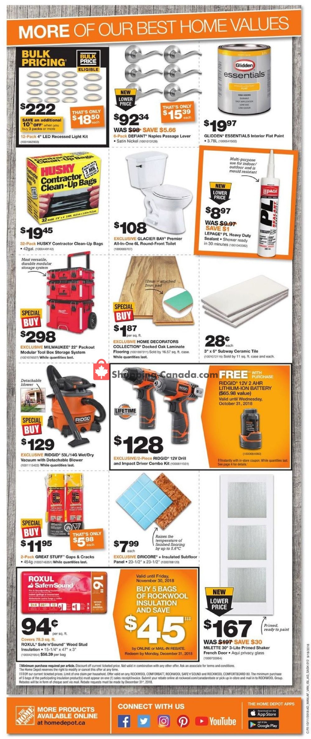 Home Depot flyer from Thursday October 11, 2018 to Wednesday October 17, 2018 - page 4