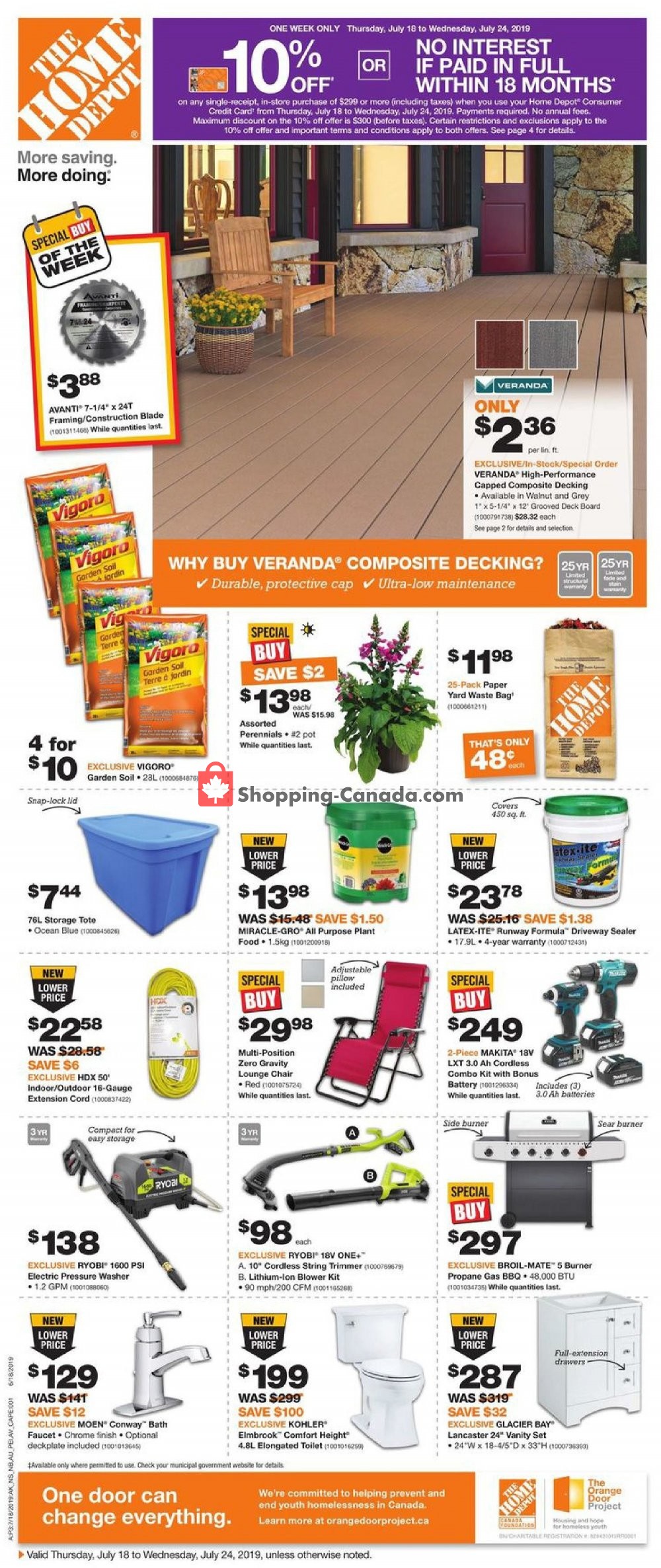 Home Depot flyer from Thursday July 18, 2019 to Wednesday July 24, 2019 - page 1
