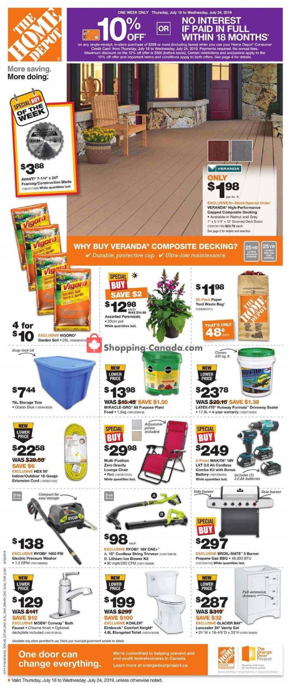Home Depot flyer from Thursday July 18, 2019 to Wednesday July 24, 2019 - page 1