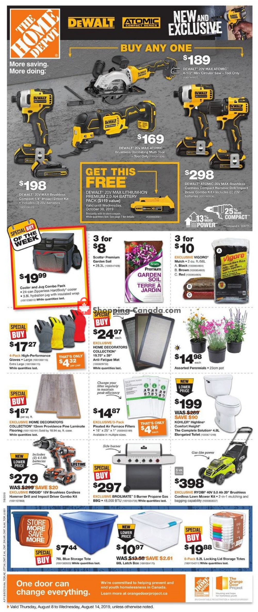 Home Depot flyer from Thursday August 8, 2019 to Wednesday August 14, 2019 - page 1