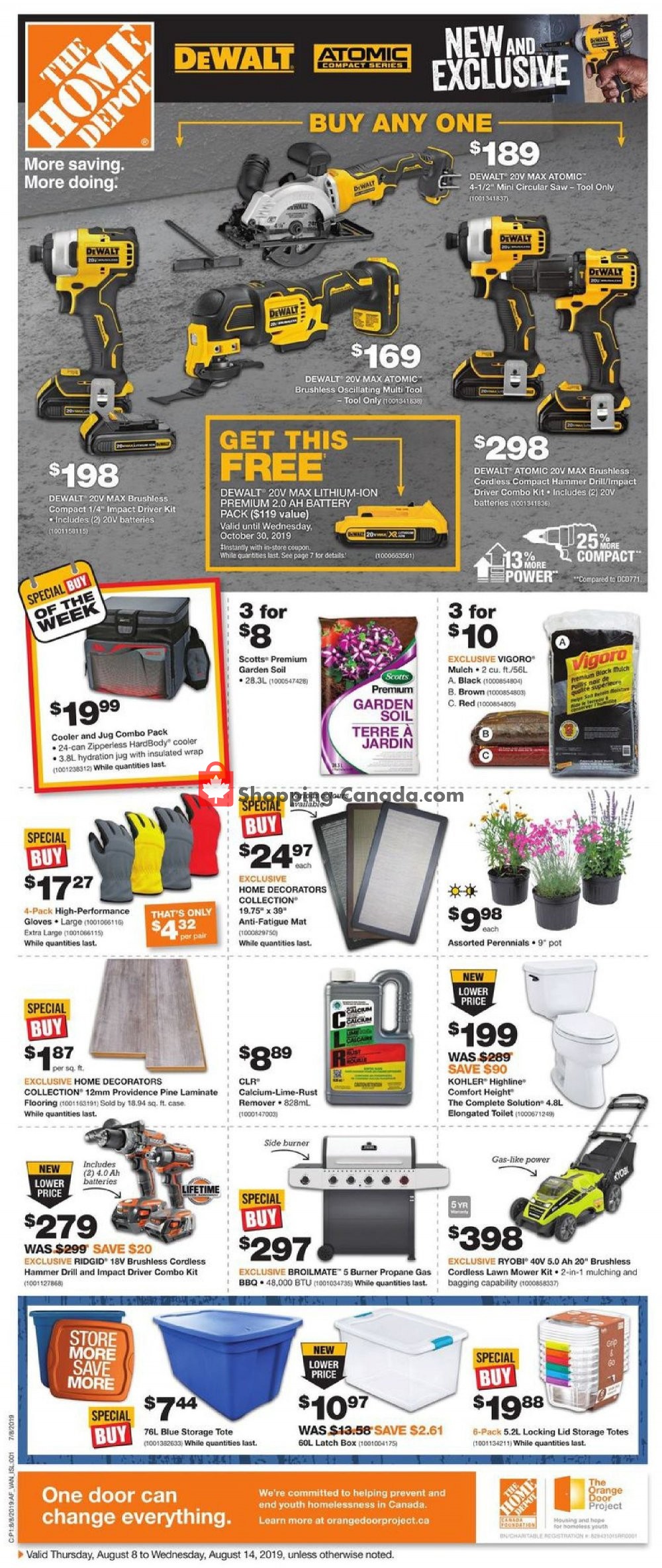 Home Depot flyer from Thursday August 8, 2019 to Wednesday August 14, 2019 - page 1