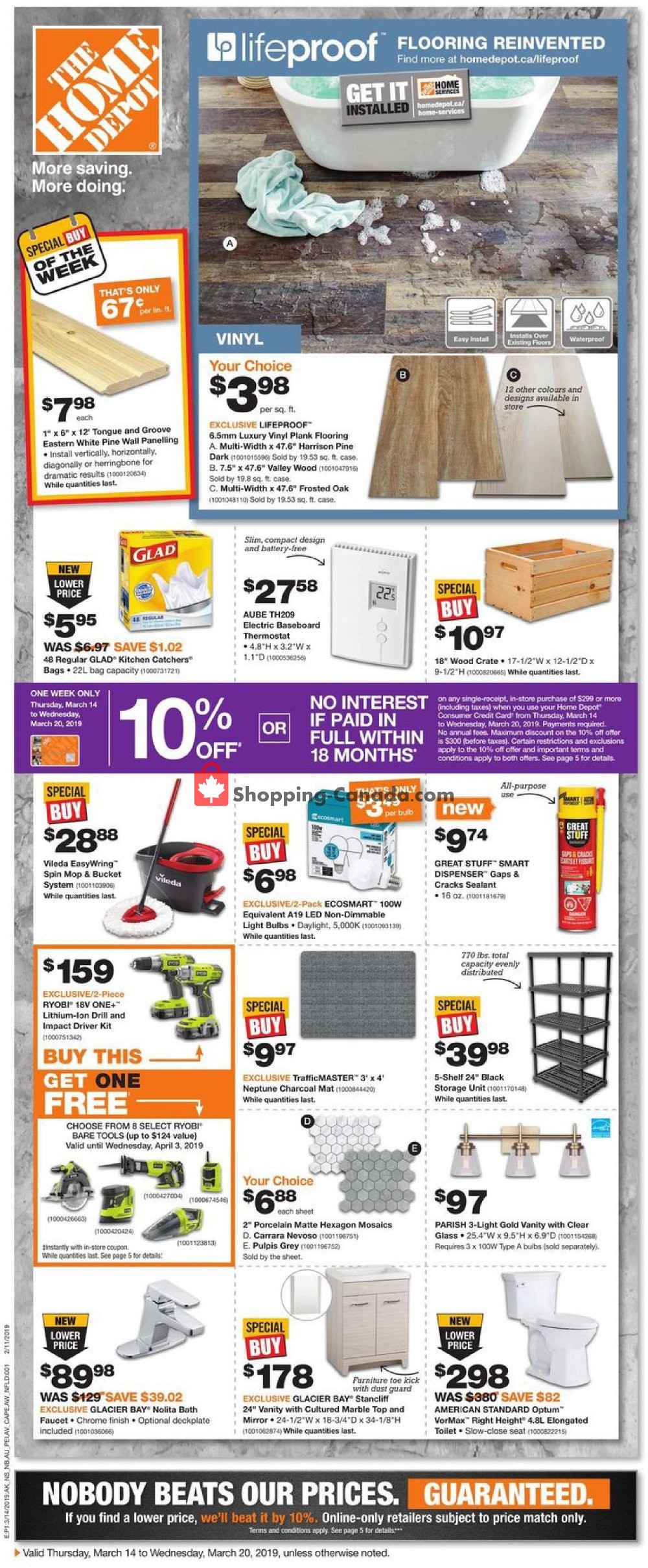 Home Depot flyer from Thursday March 14, 2019 to Wednesday March 20, 2019 - page 1