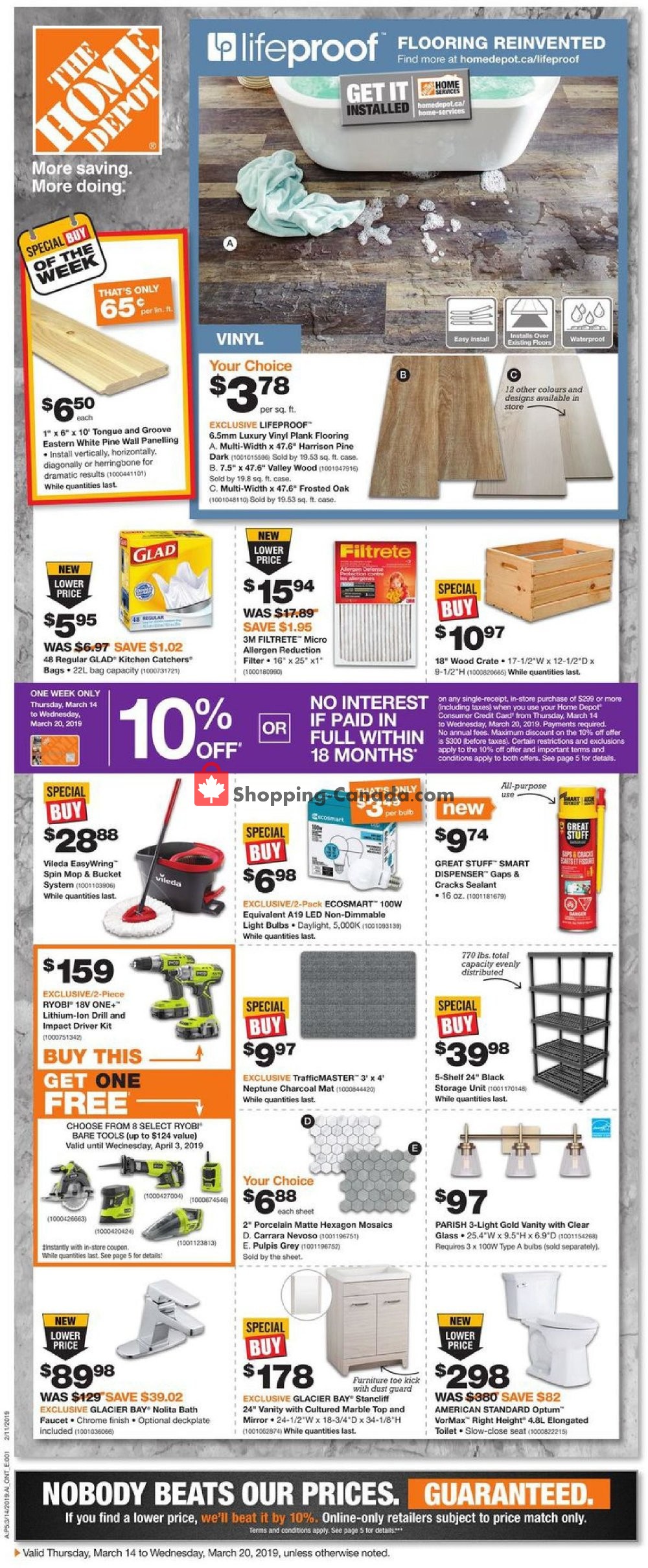 Home Depot flyer from Thursday March 14, 2019 to Wednesday March 20, 2019 - page 1