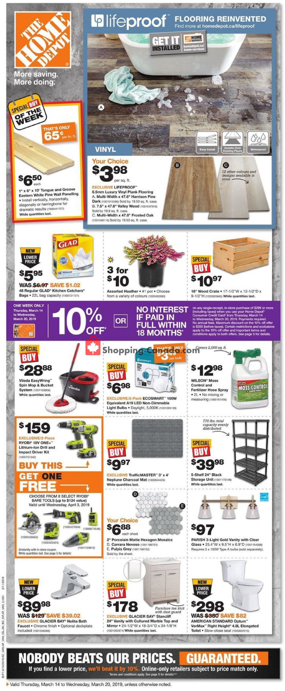 Home Depot flyer from Thursday March 14, 2019 to Wednesday March 20, 2019 - page 1