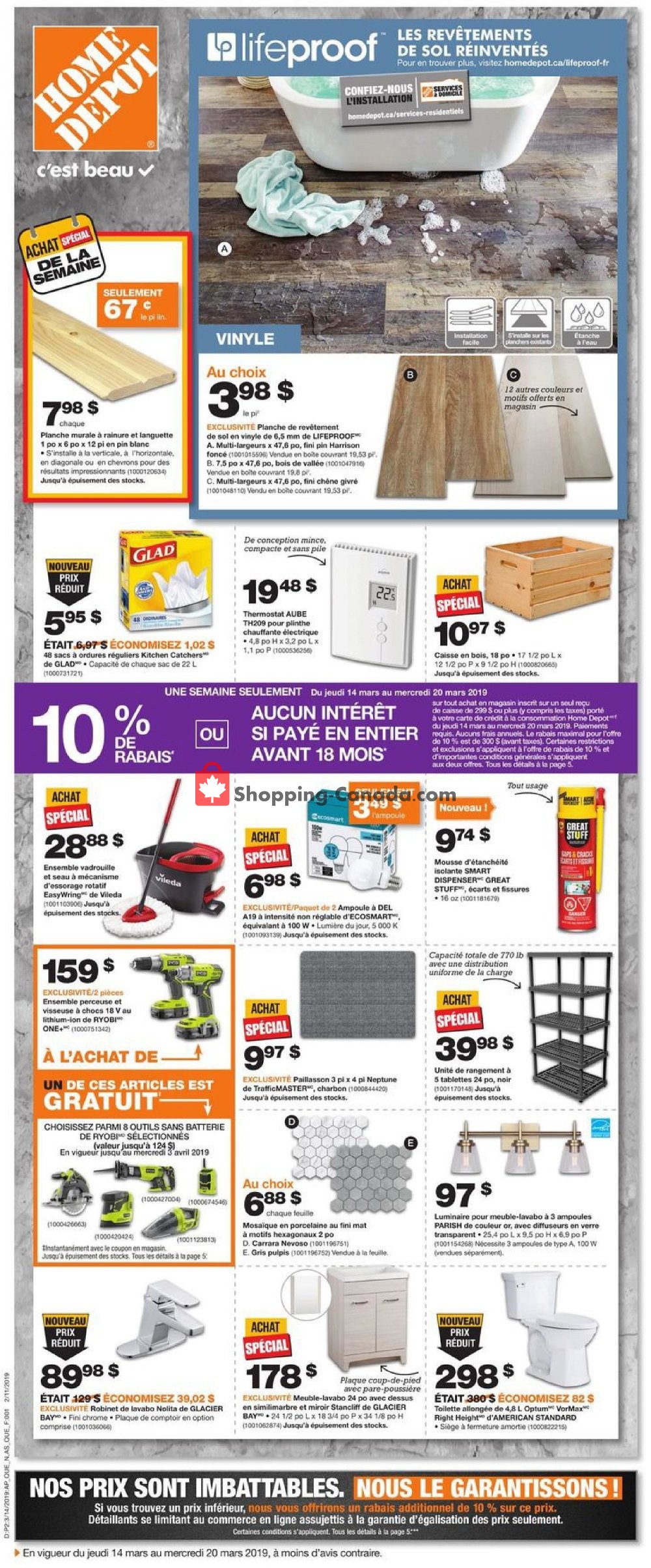Home Depot flyer from Thursday March 14, 2019 to Wednesday March 20, 2019 - page 1