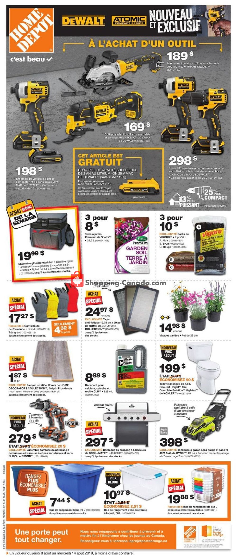 Home Depot flyer from Thursday August 8, 2019 to Wednesday August 14, 2019 - page 1