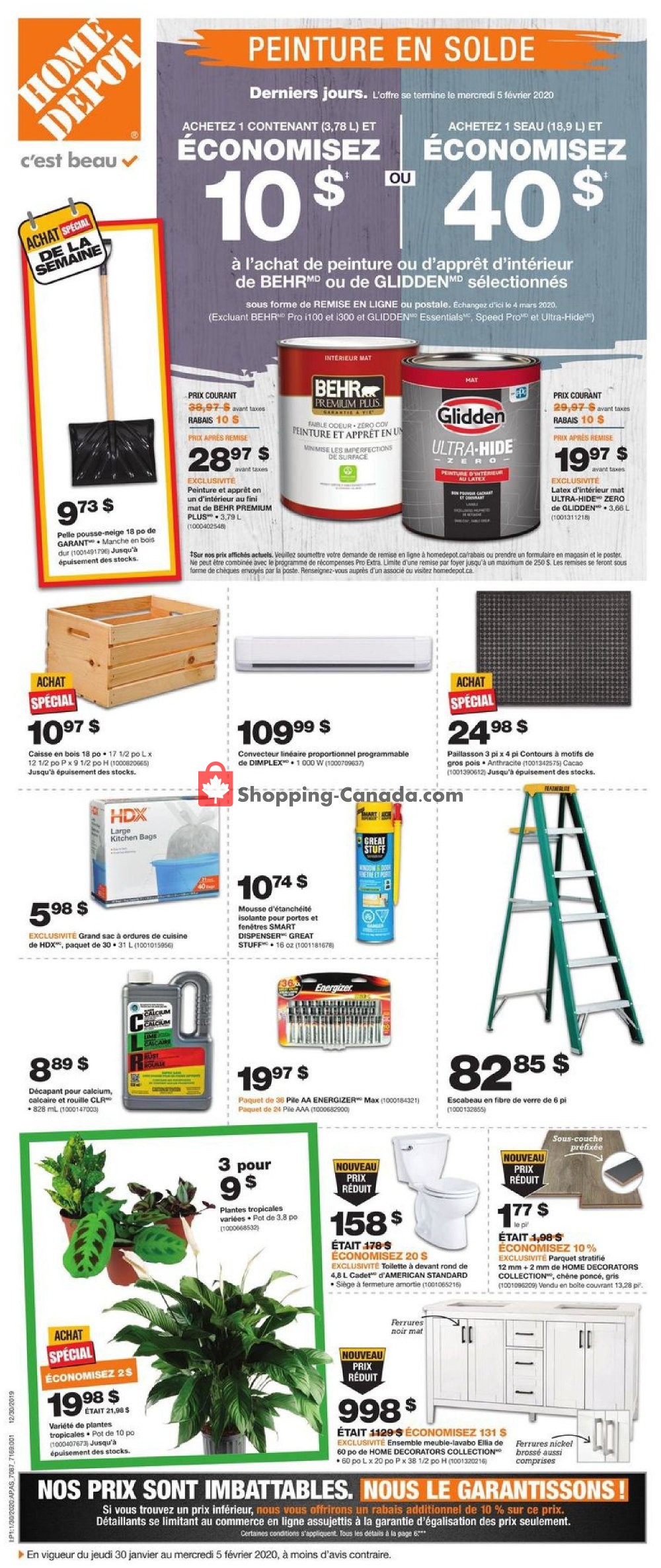 Home Depot flyer from Thursday January 30, 2020 to Wednesday February 5, 2020 - page 1