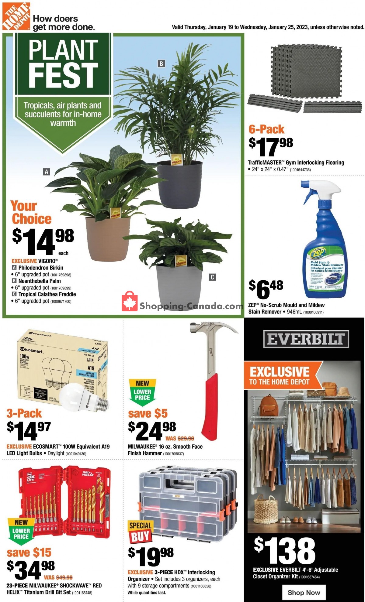 Home Depot flyer from Thursday January 19, 2023 to Wednesday January 25, 2023 - page 1