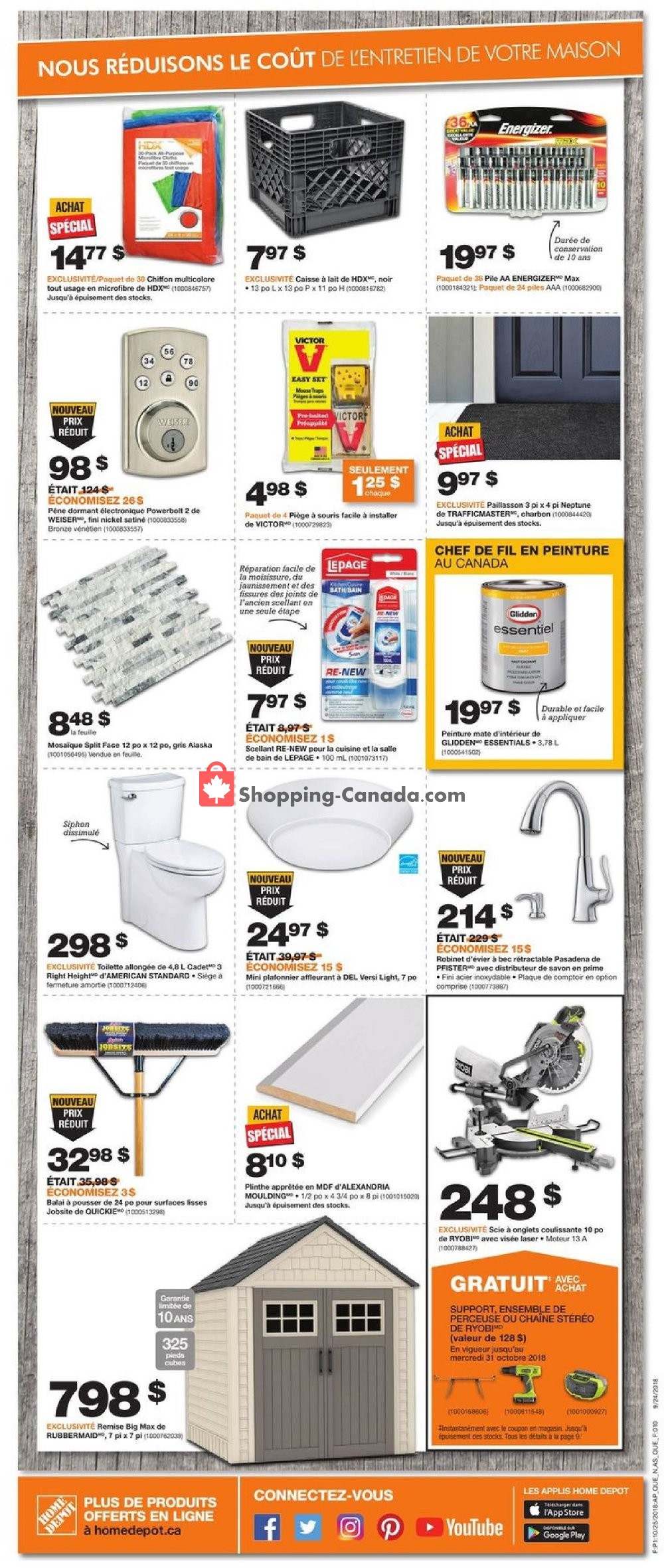 Home Depot flyer from Thursday October 25, 2018 to Wednesday October 31, 2018 - page 2