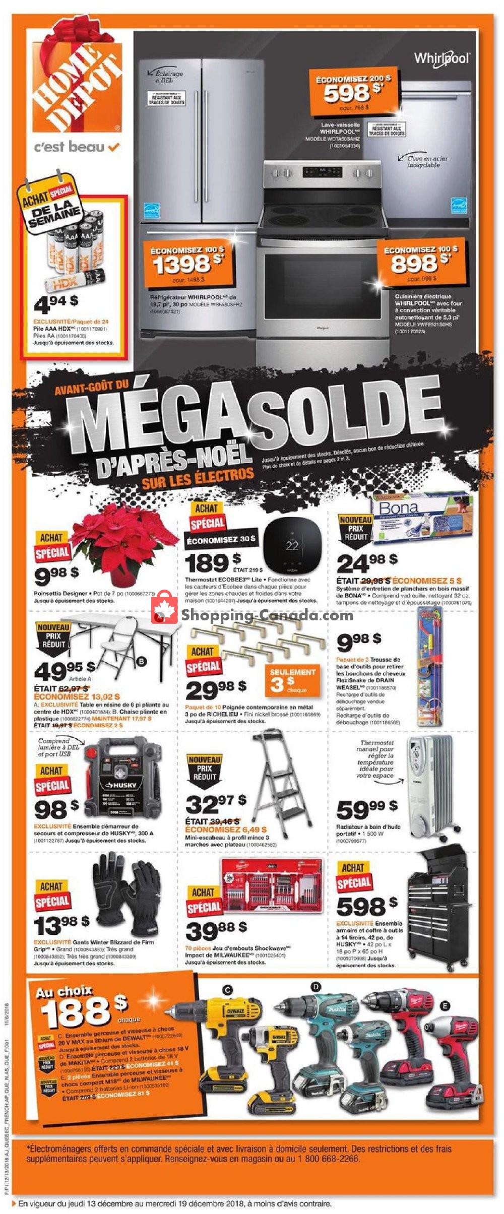 Home Depot Canada, flyer (QC Méga solde) December 13 December 19