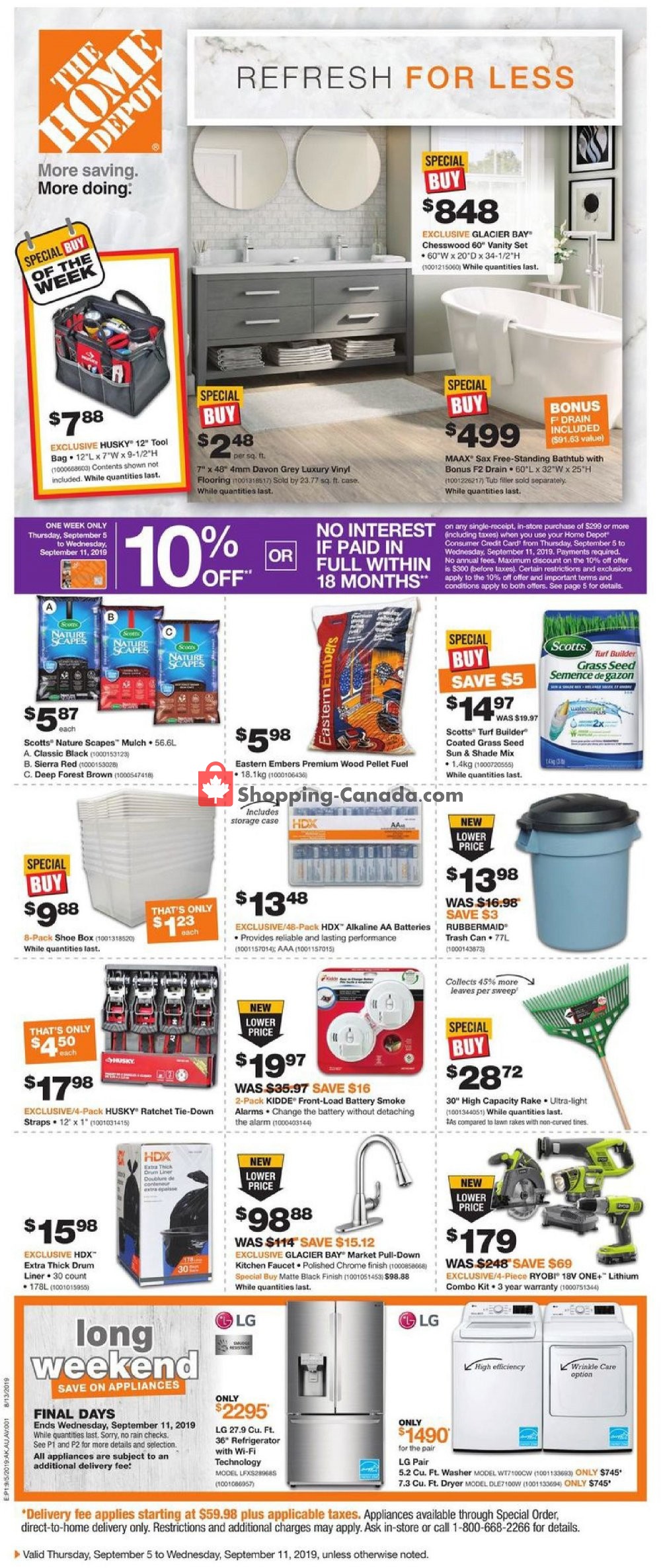 Home Depot flyer from Thursday September 5, 2019 to Wednesday September 11, 2019 - page 1