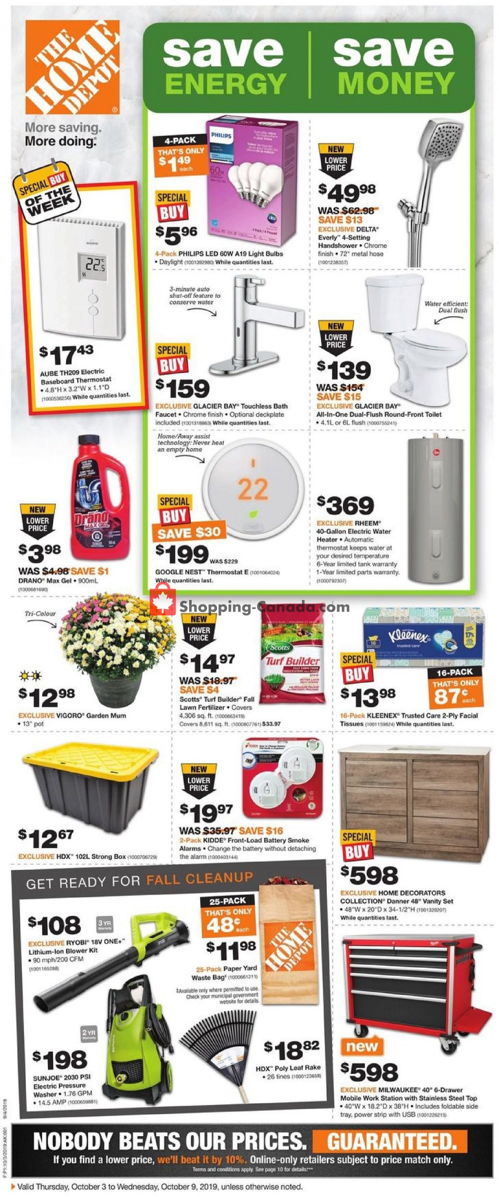 Home Depot flyer from Thursday October 3, 2019 to Wednesday October 9, 2019 - page 1