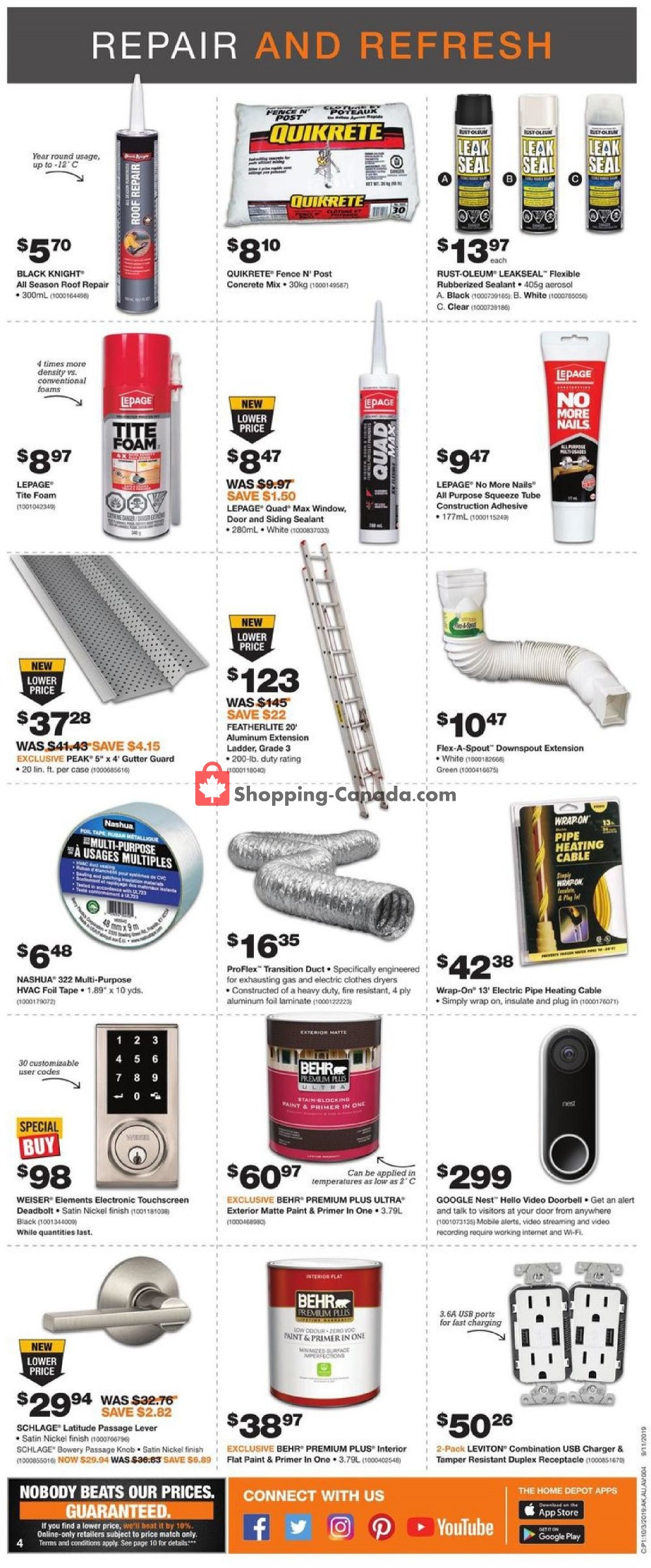 Home Depot flyer from Thursday October 3, 2019 to Wednesday October 9, 2019 - page 4