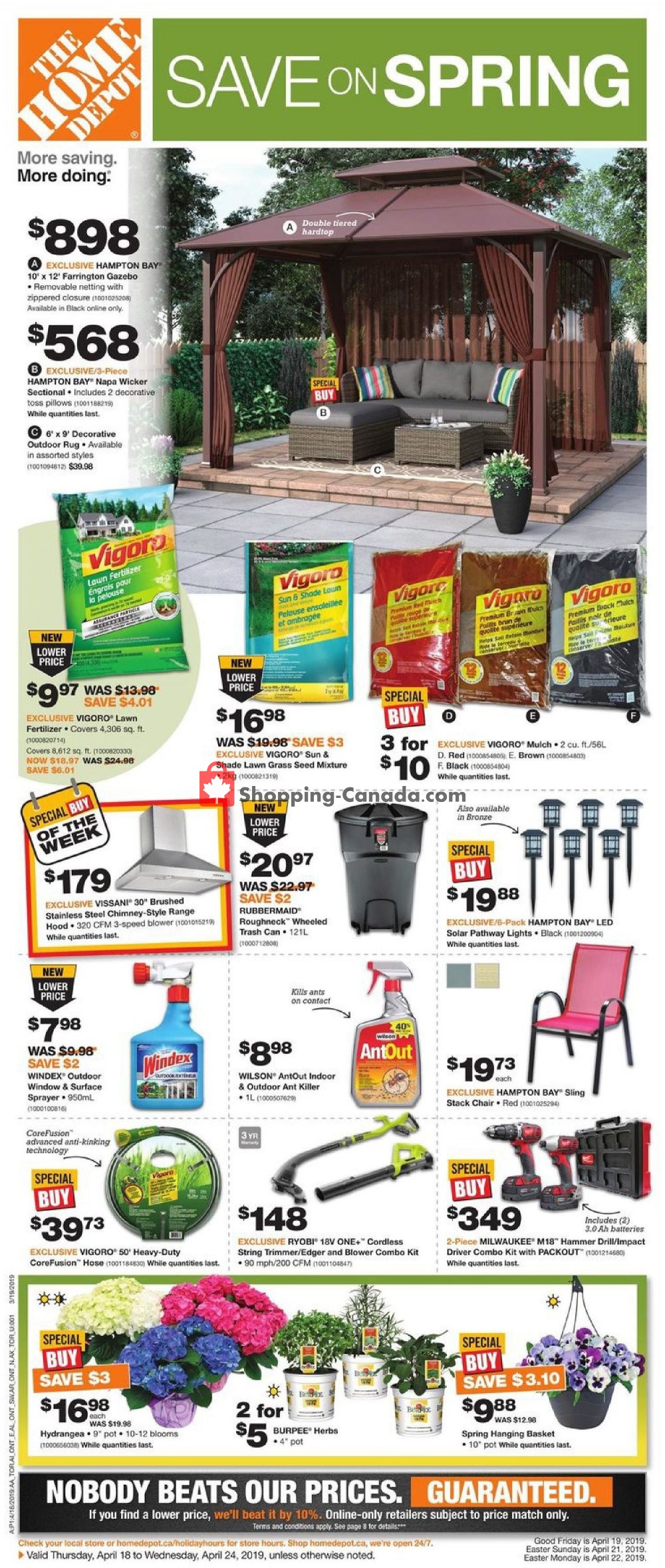 Home Depot flyer from Thursday April 18, 2019 to Wednesday April 24, 2019 - page 1
