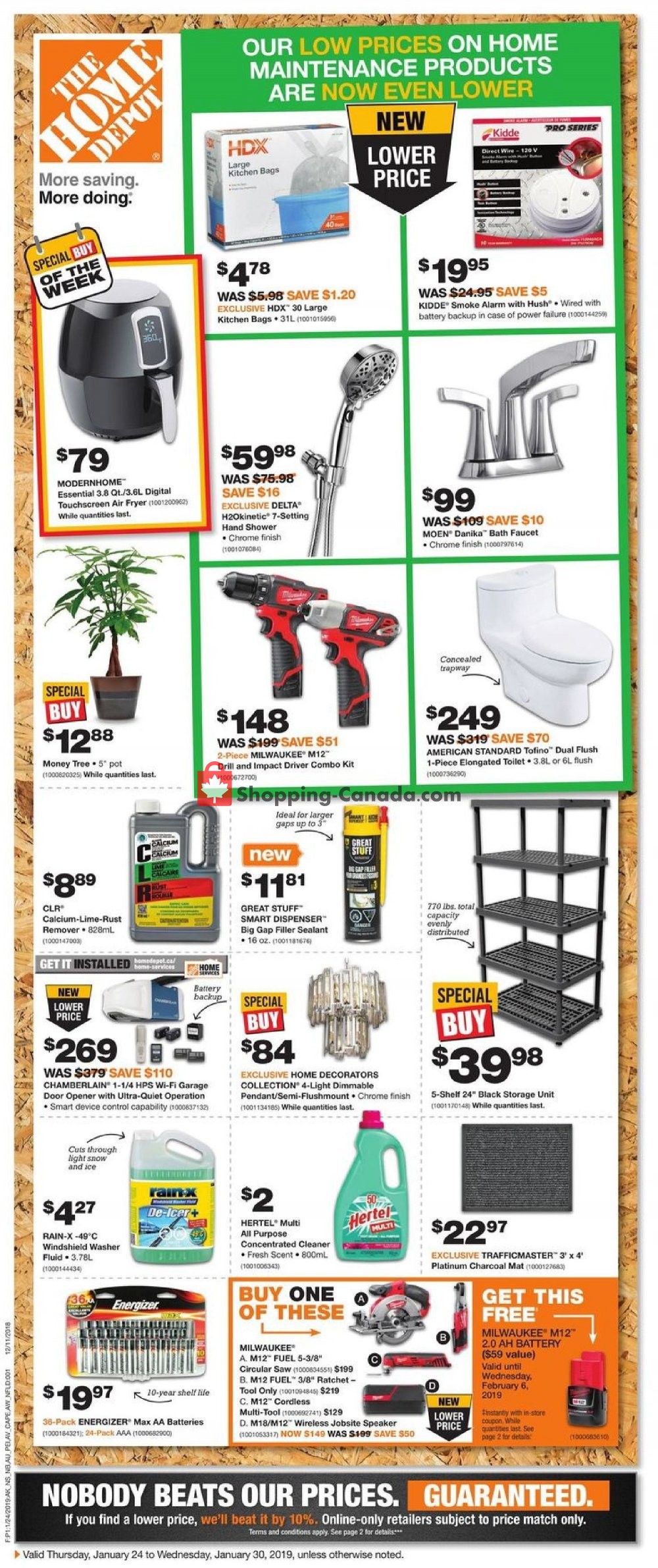 Home Depot Canada, flyer (Special Buy of The Week Atlantic) January 24 January 30, 2019