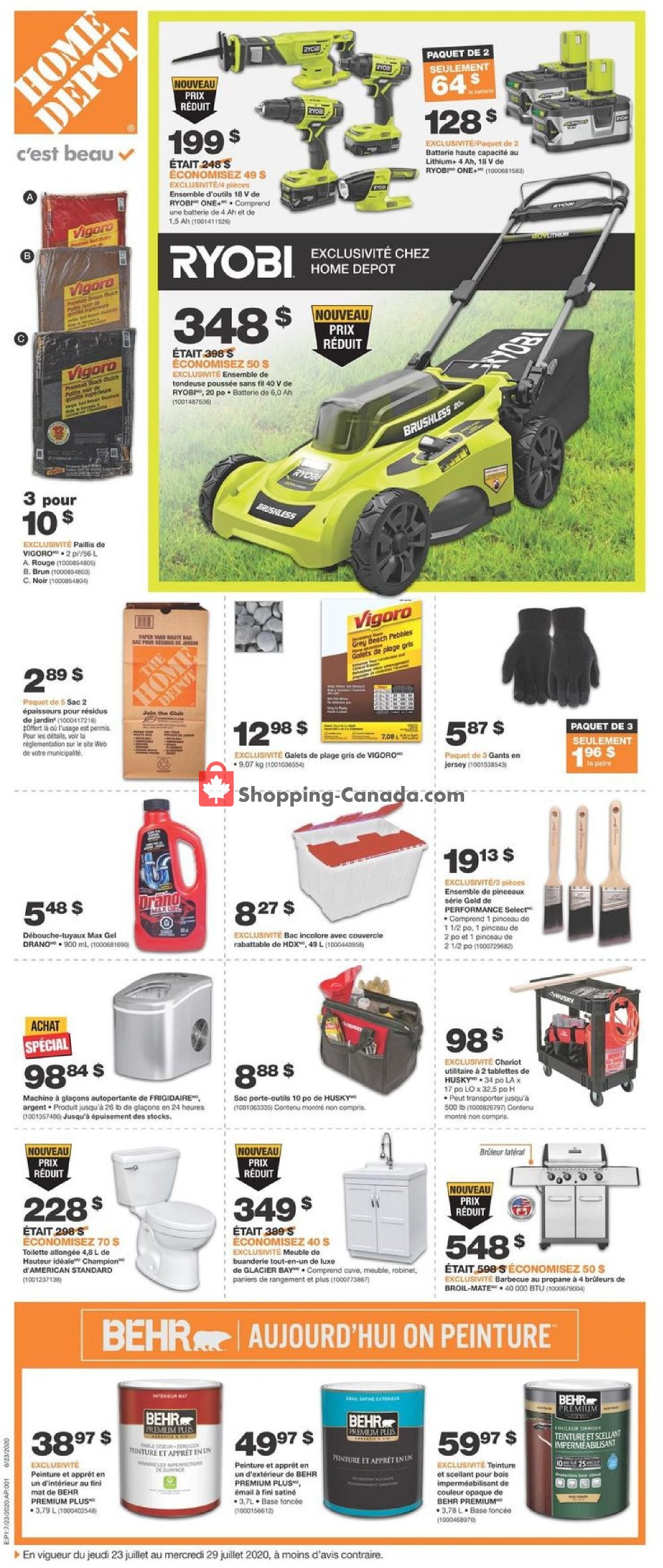 Home Depot flyer from Thursday July 23, 2020 to Wednesday July 29, 2020 - page 1