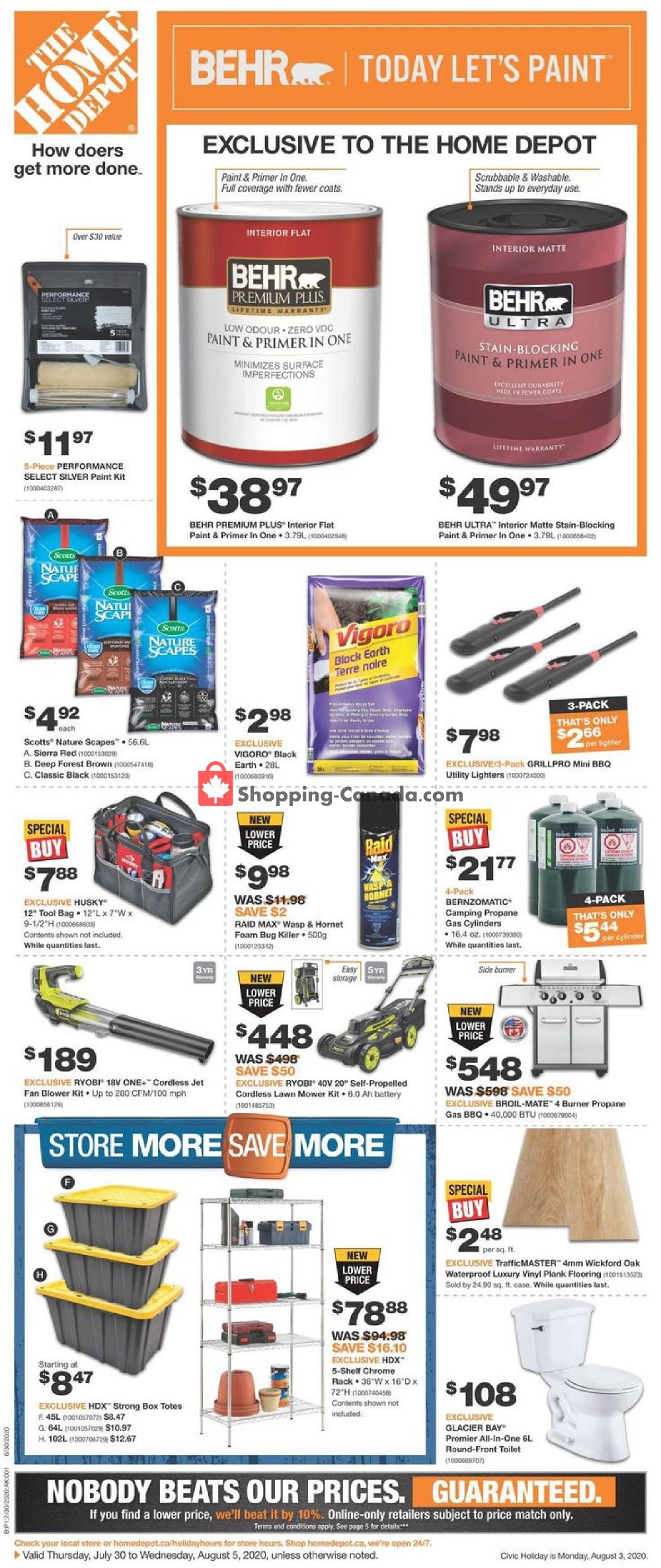 Home Depot flyer from Thursday July 30, 2020 to Wednesday August 5, 2020 - page 1