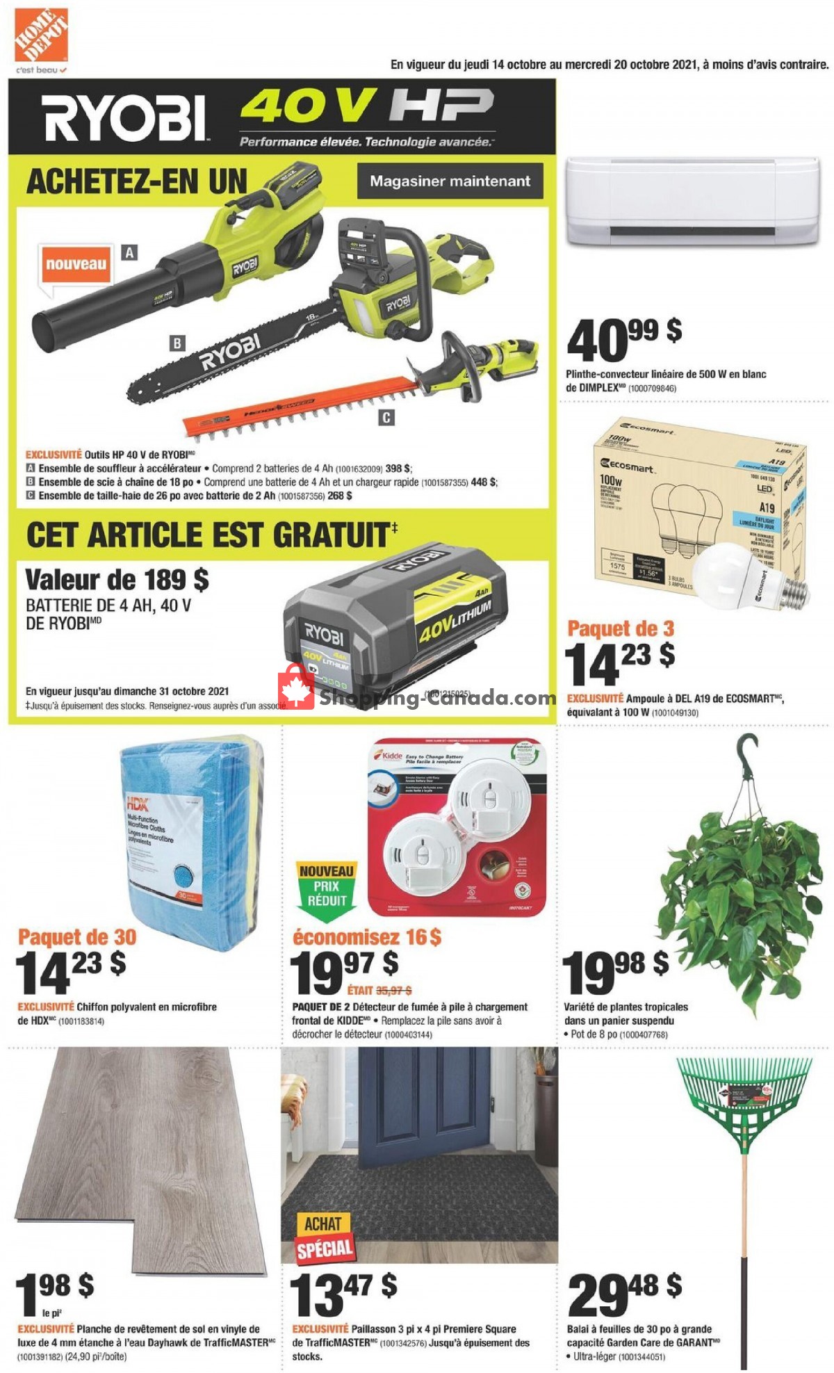 Home Depot flyer from Thursday October 14, 2021 to Wednesday October 20, 2021 - page 1