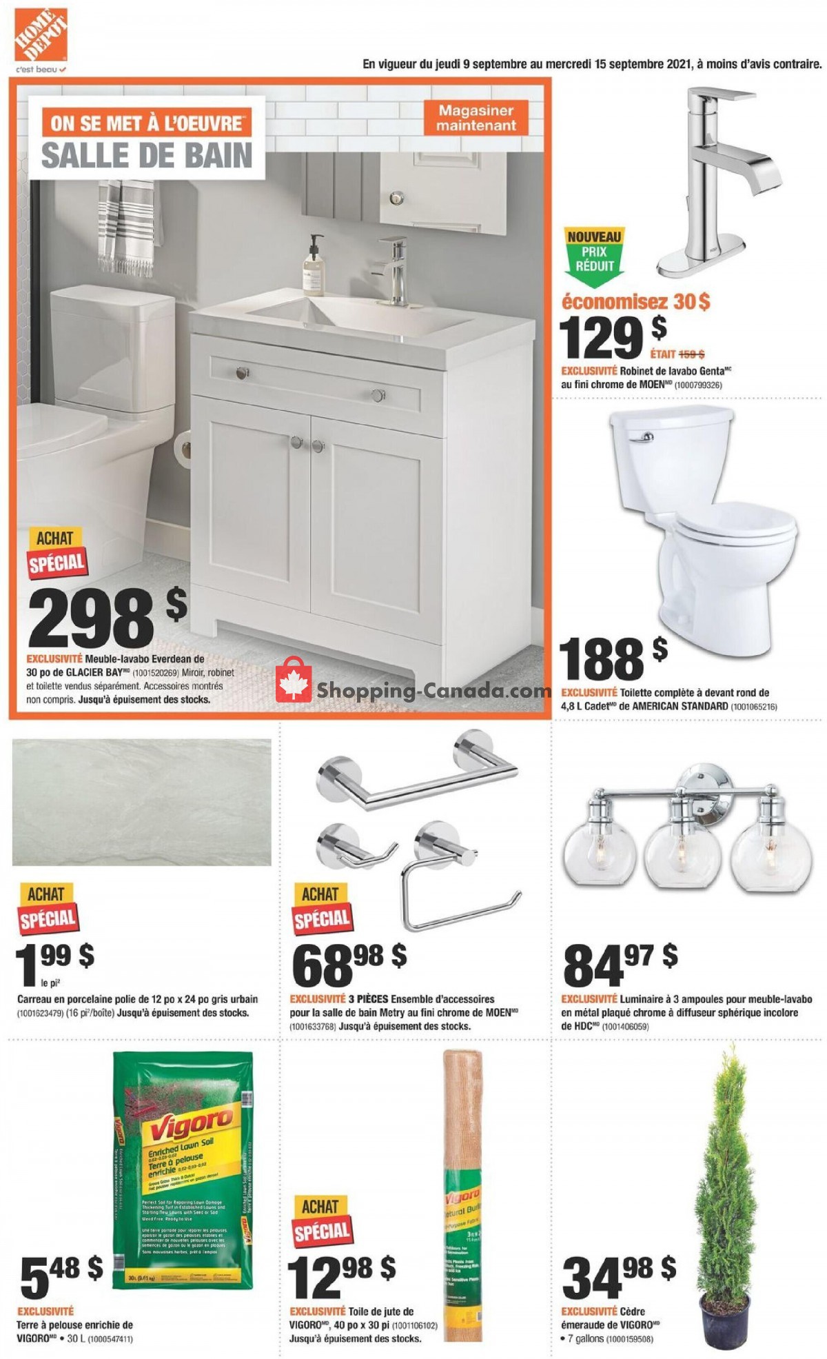 Home Depot flyer from Thursday September 9, 2021 to Wednesday September 15, 2021 - page 1