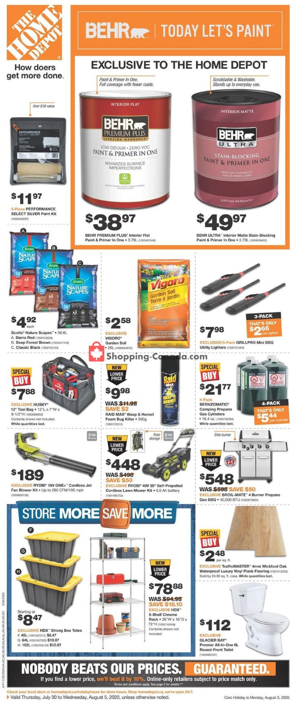 Home Depot flyer from Thursday July 30, 2020 to Wednesday August 5, 2020 - page 1