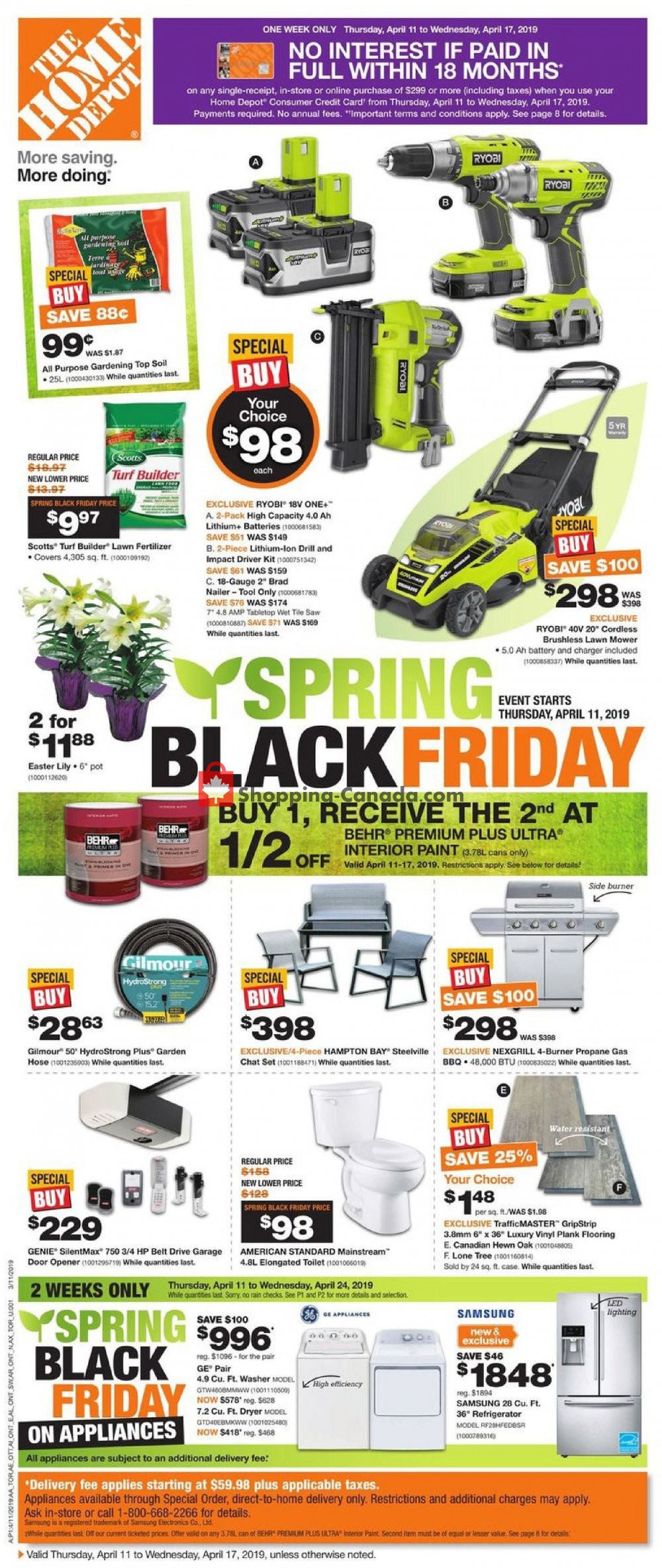 Home Depot Canada, flyer (Spring Black Friday ON) April 11 April