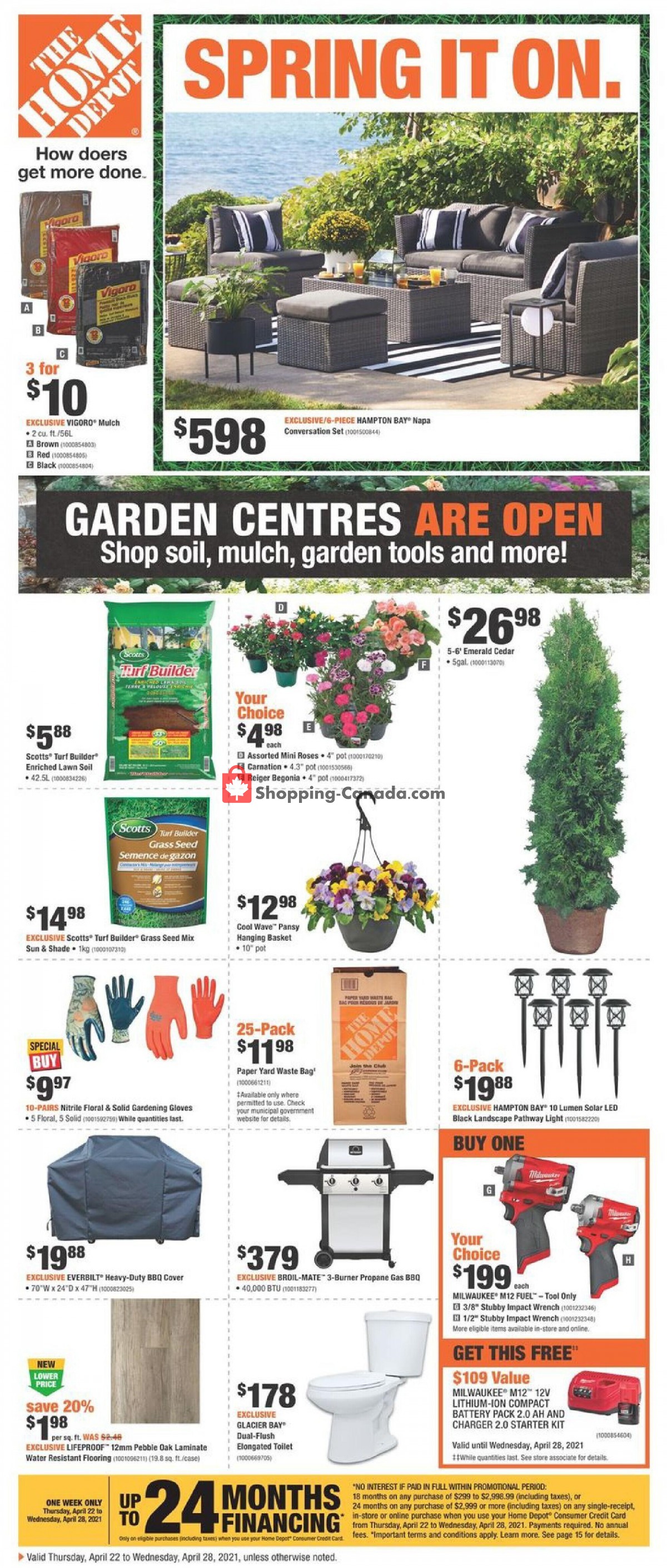 Home Depot Canada, flyer (Spring It ON ON) April 22 April 28