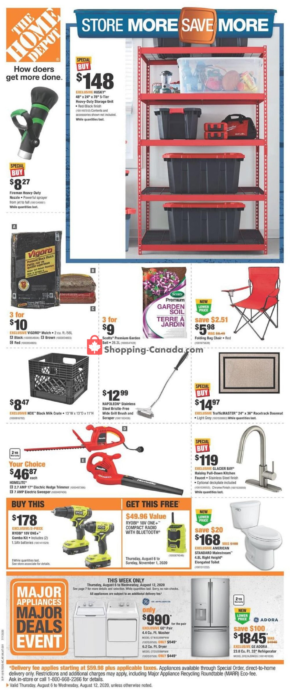 Home Depot flyer from Thursday August 6, 2020 to Wednesday August 12, 2020 - page 1