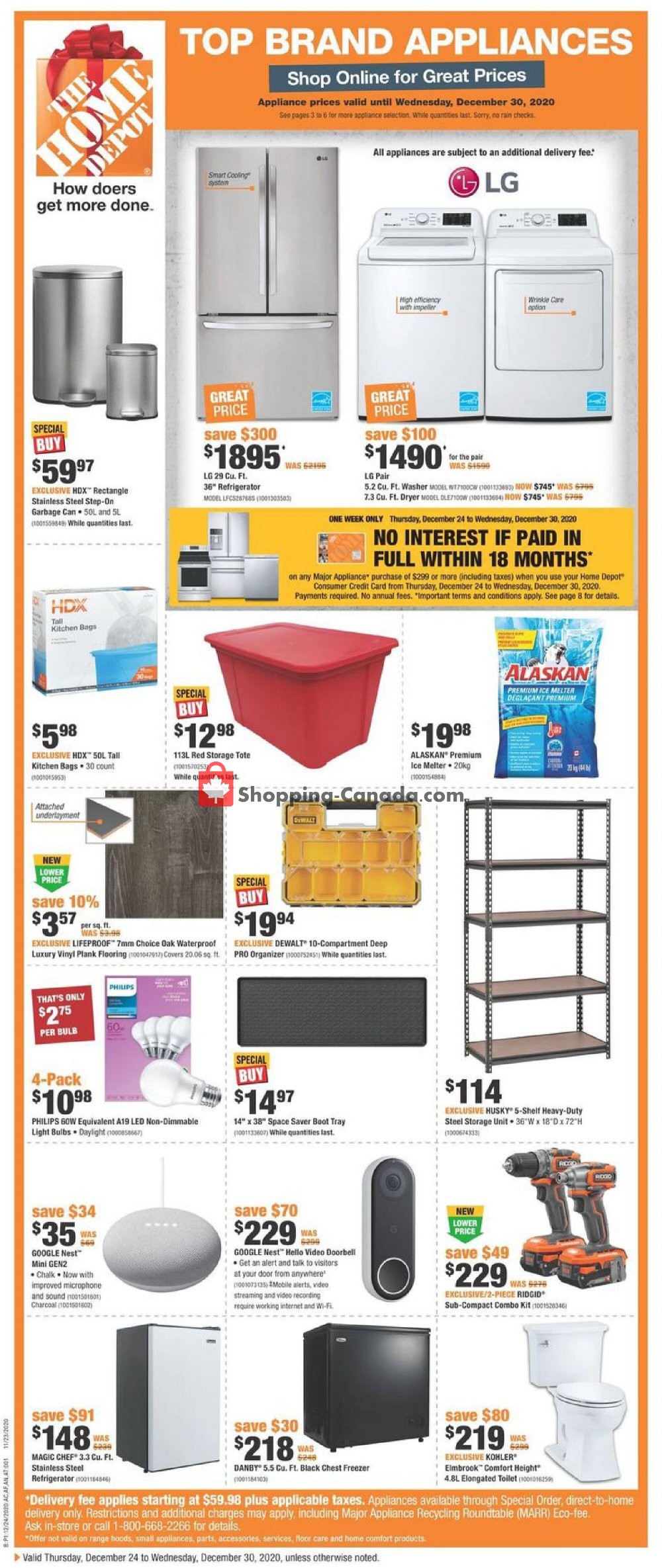 Home Depot Canada, flyer (Top Brand Appliances West) December 24