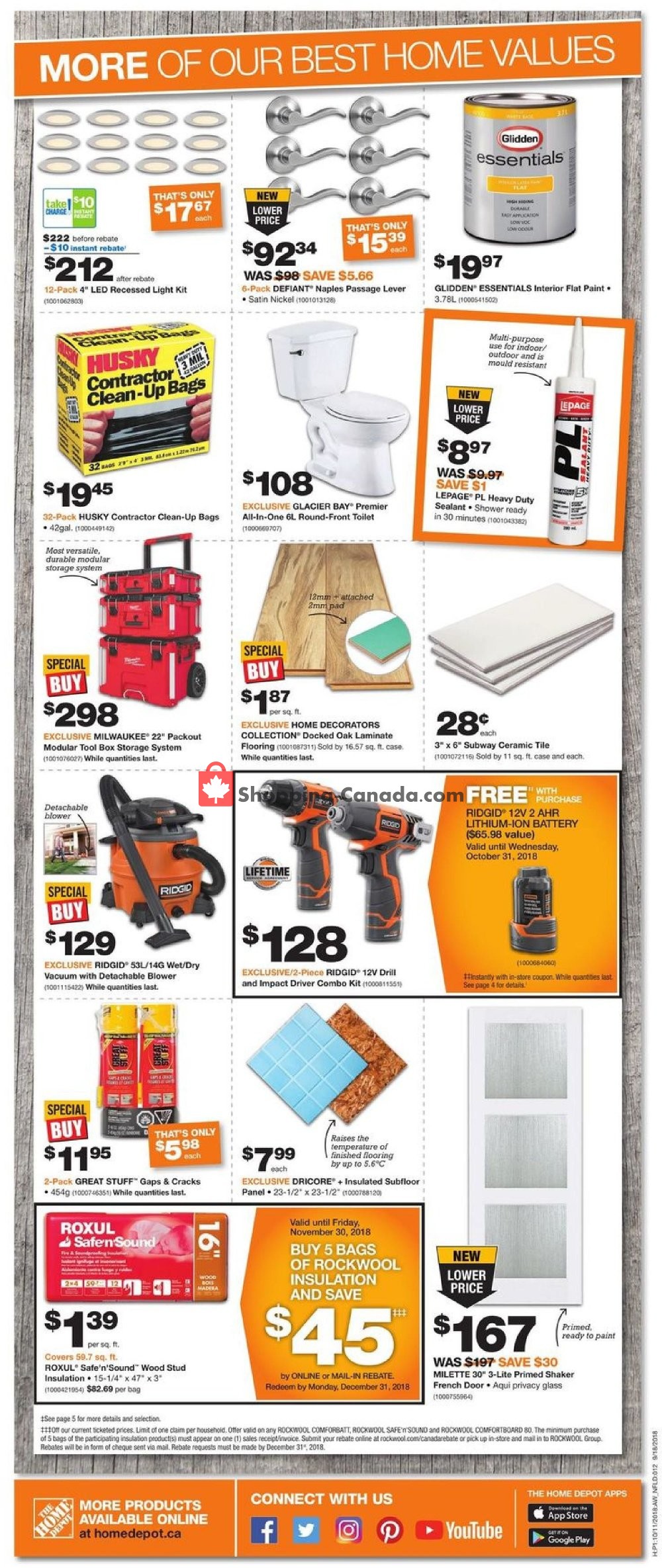 Home Depot flyer from Thursday October 11, 2018 to Wednesday October 17, 2018 - page 4