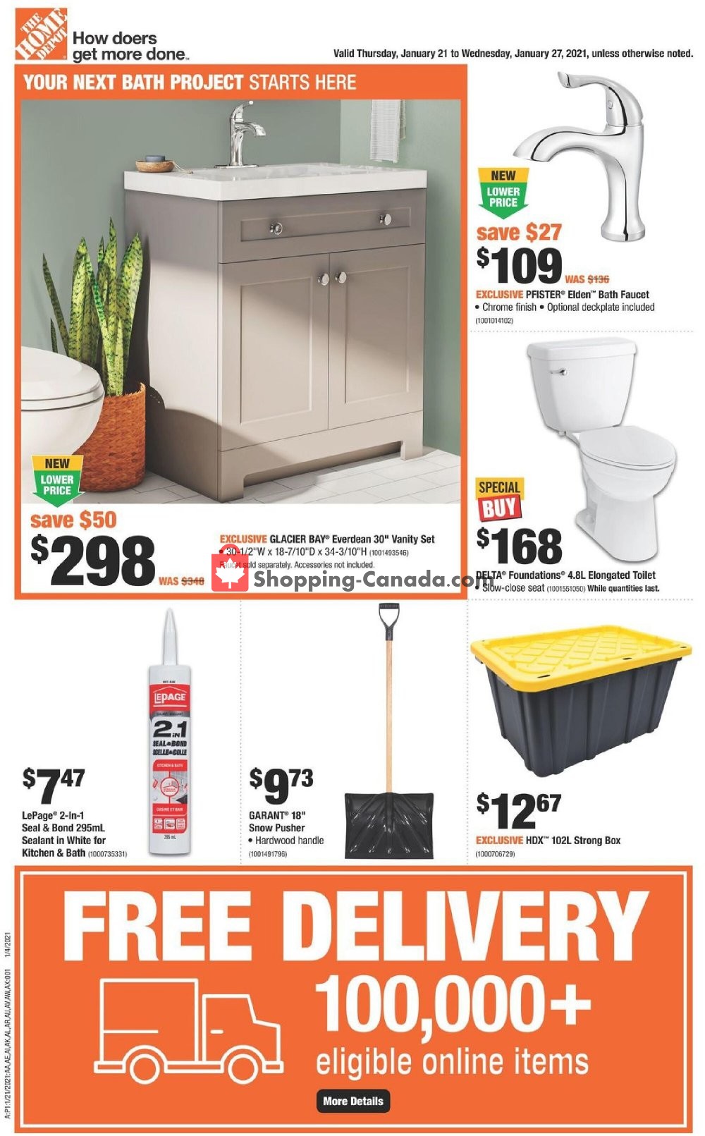 Home Depot Canada, flyer (Your Next Bath Project ON) January 21